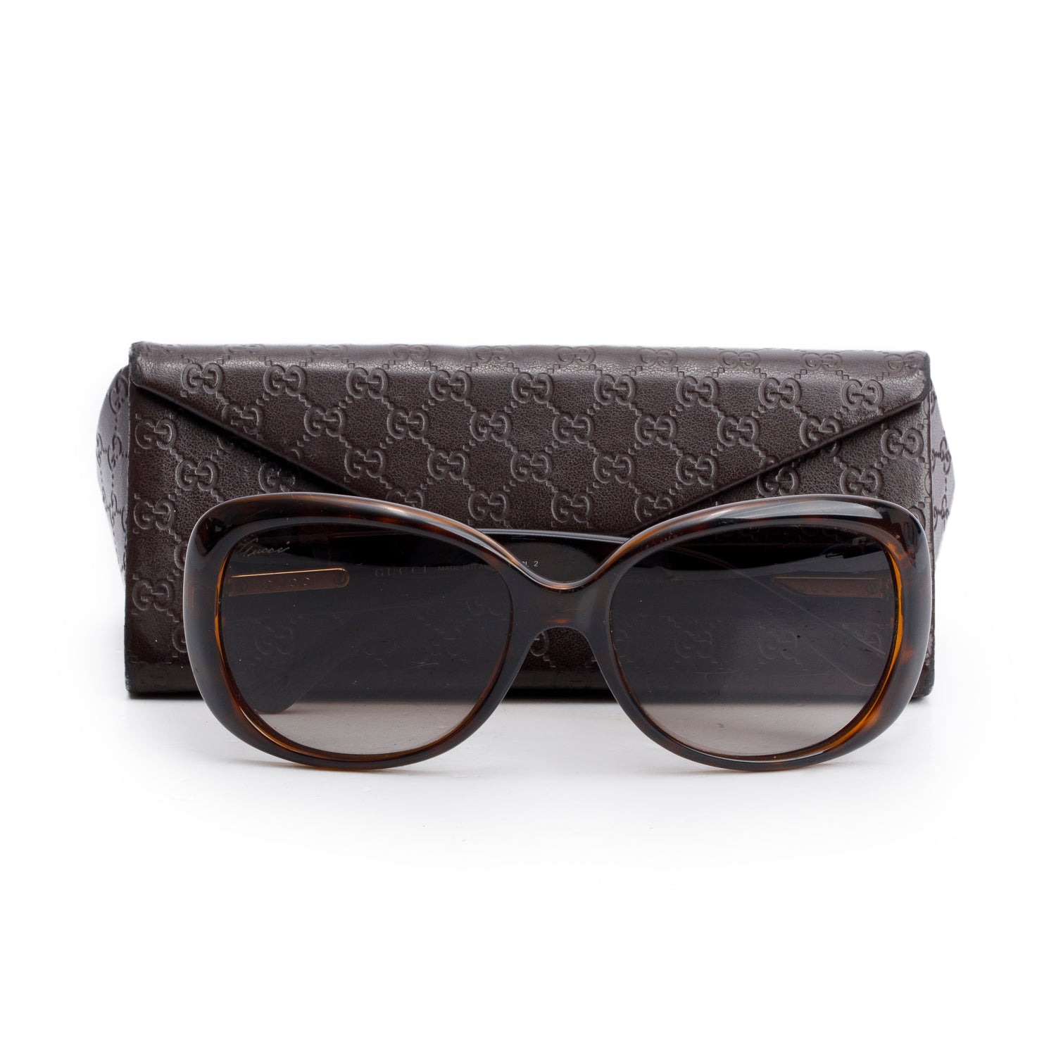 Gucci GG3644/N/S Brown Acetate Crystal Interlocking G Logo Square Sunglasses w/ Case