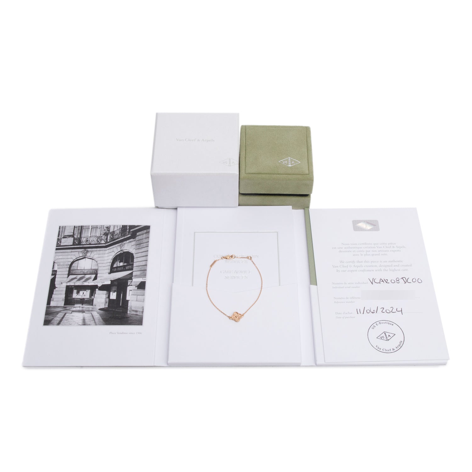Van Cleef & Arpels 2024 18k Rose Gold Sweet Alhambra 1 Motif Bracelet w/ Box & Certificate