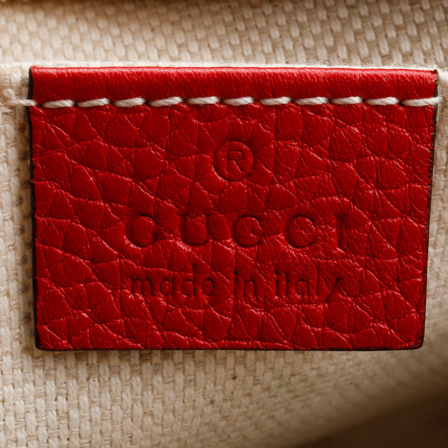 Gucci Red Pebbled Calfskin Leather Small Soho Disco Bag w/ Box