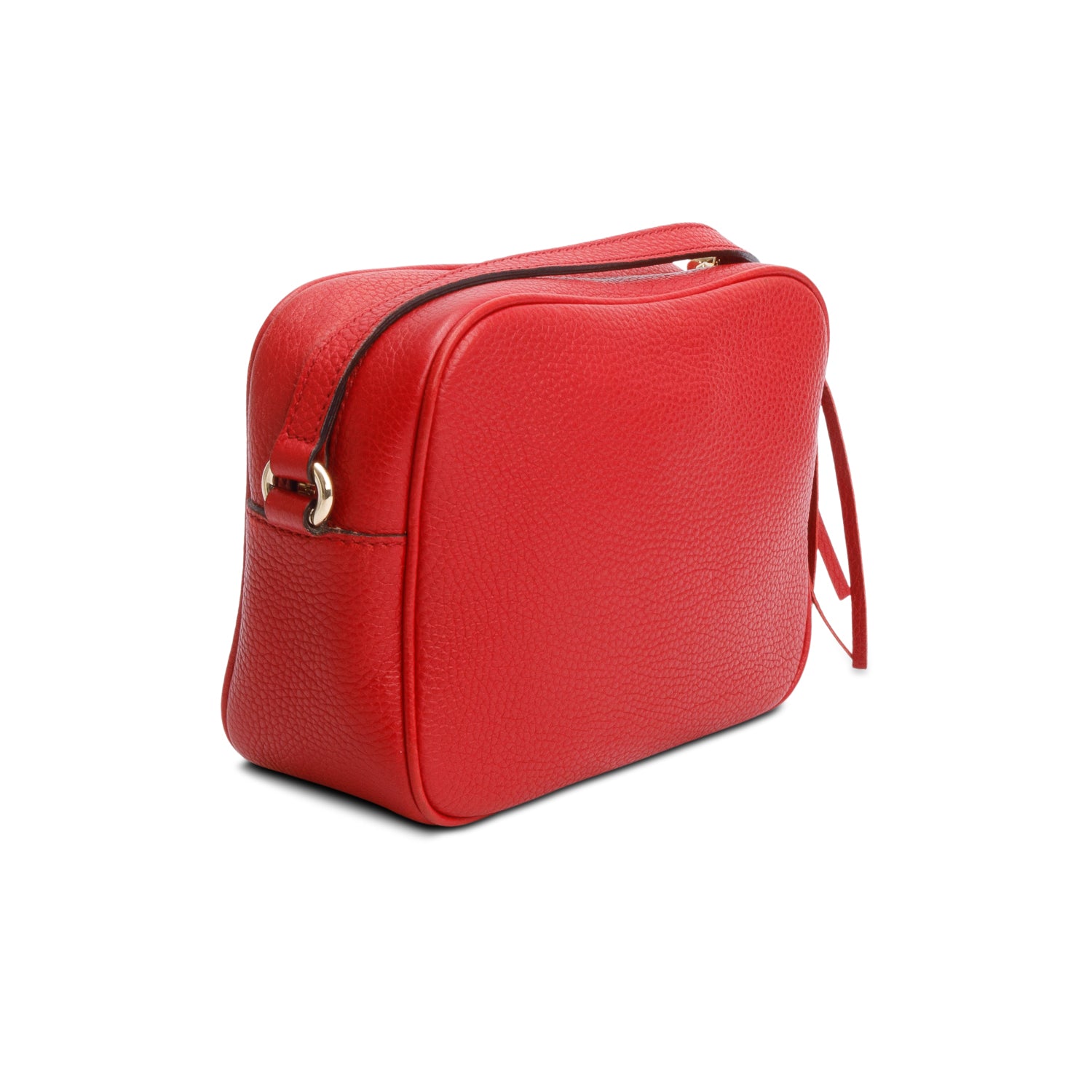 Gucci Red Pebbled Calfskin Leather Small Soho Disco Bag w/ Box