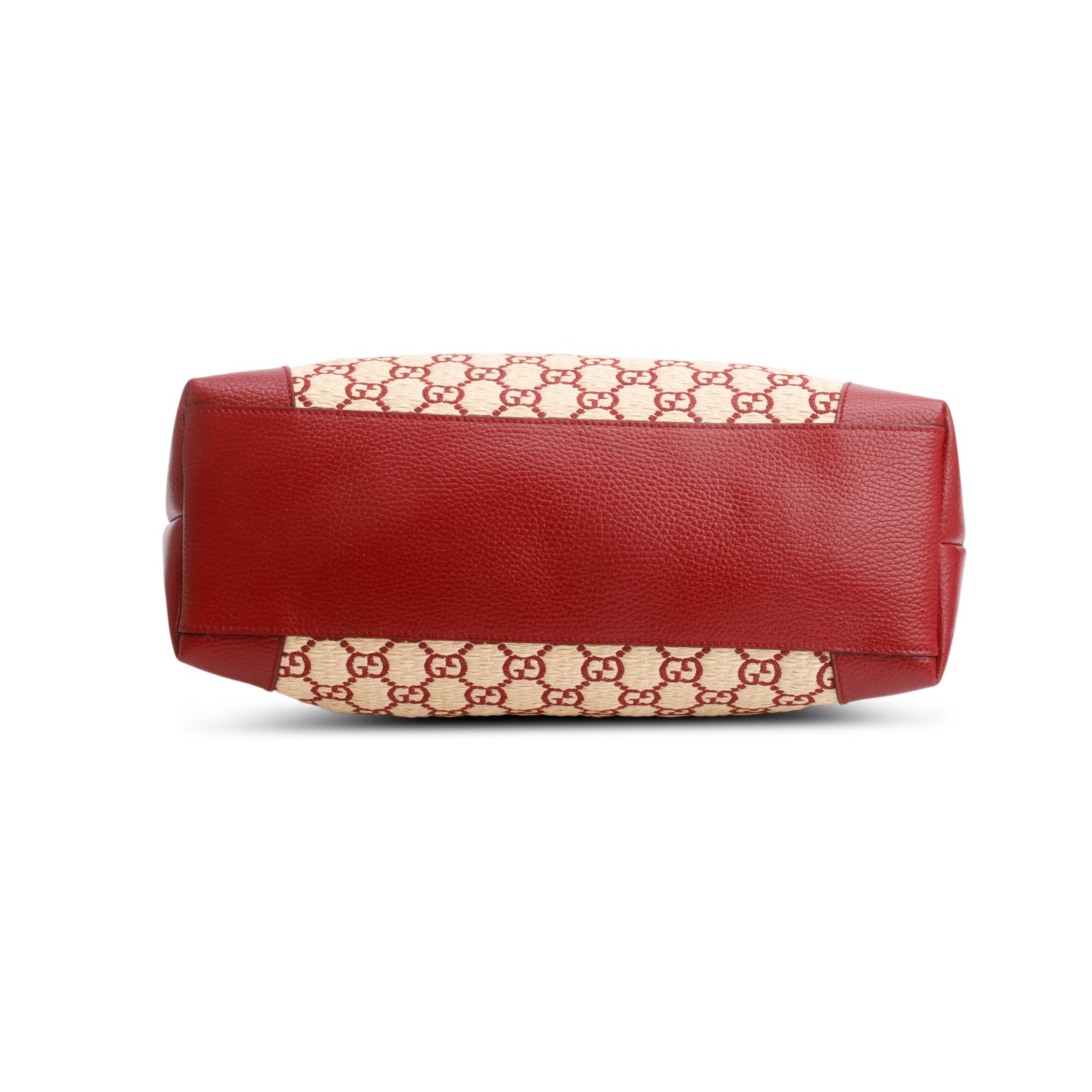 Gucci Neutral Raffia Red Leather Trim Ophidia GG Medium Tote