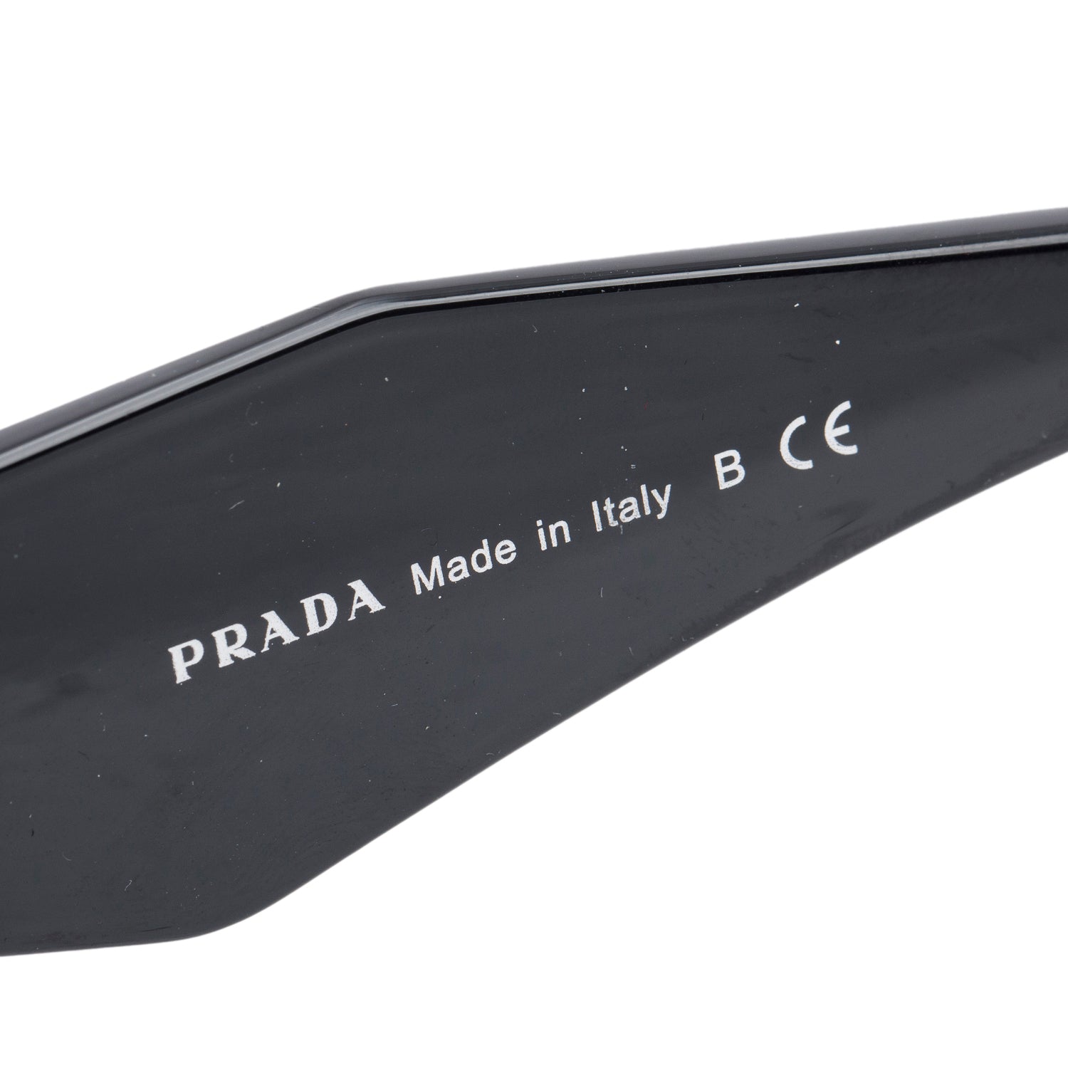 Prada SPR 17W Black Acetate Symbole Rectangular Sunglasses w/ Case