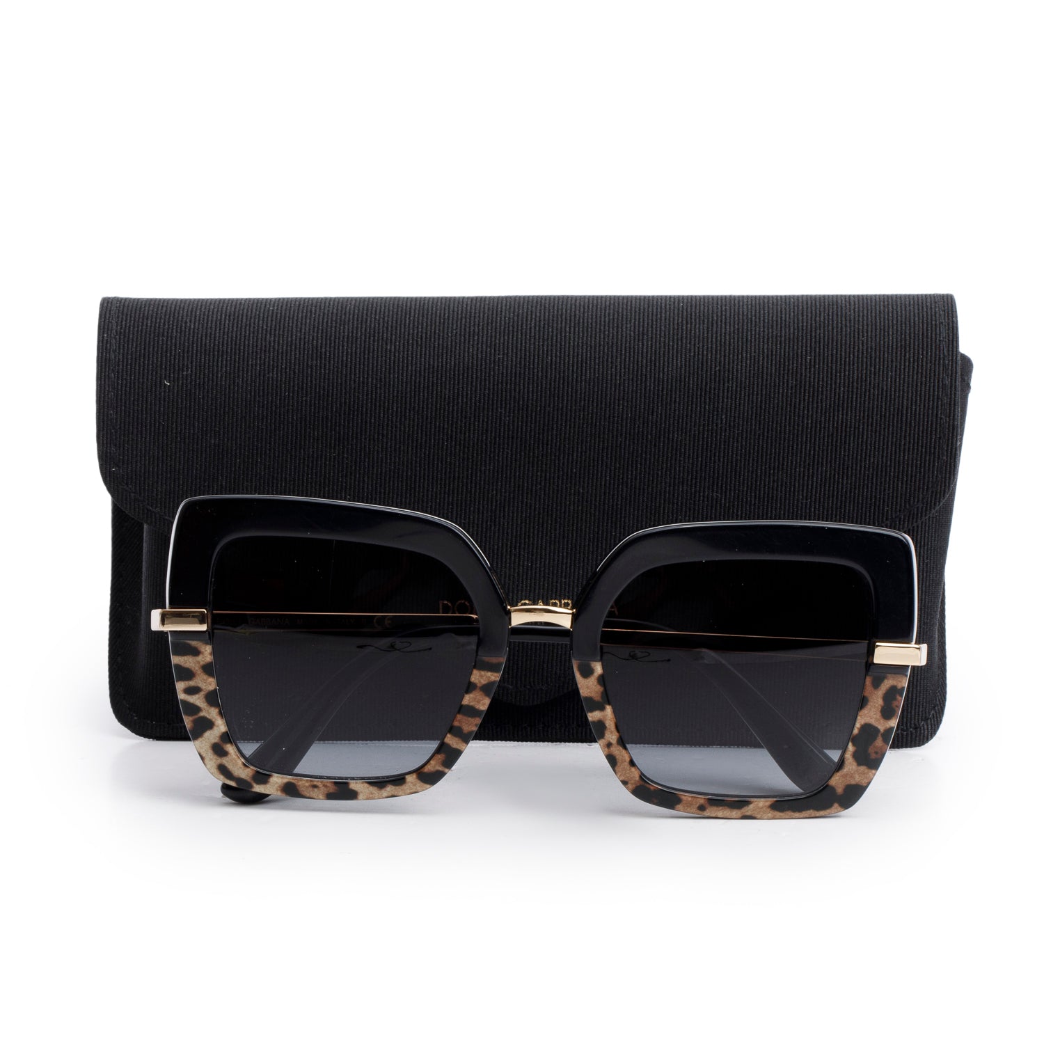 Dolce & Gabbana DG4373 Black/Leopard Print Acetate Cat-Eye Sunglasses w/ Case