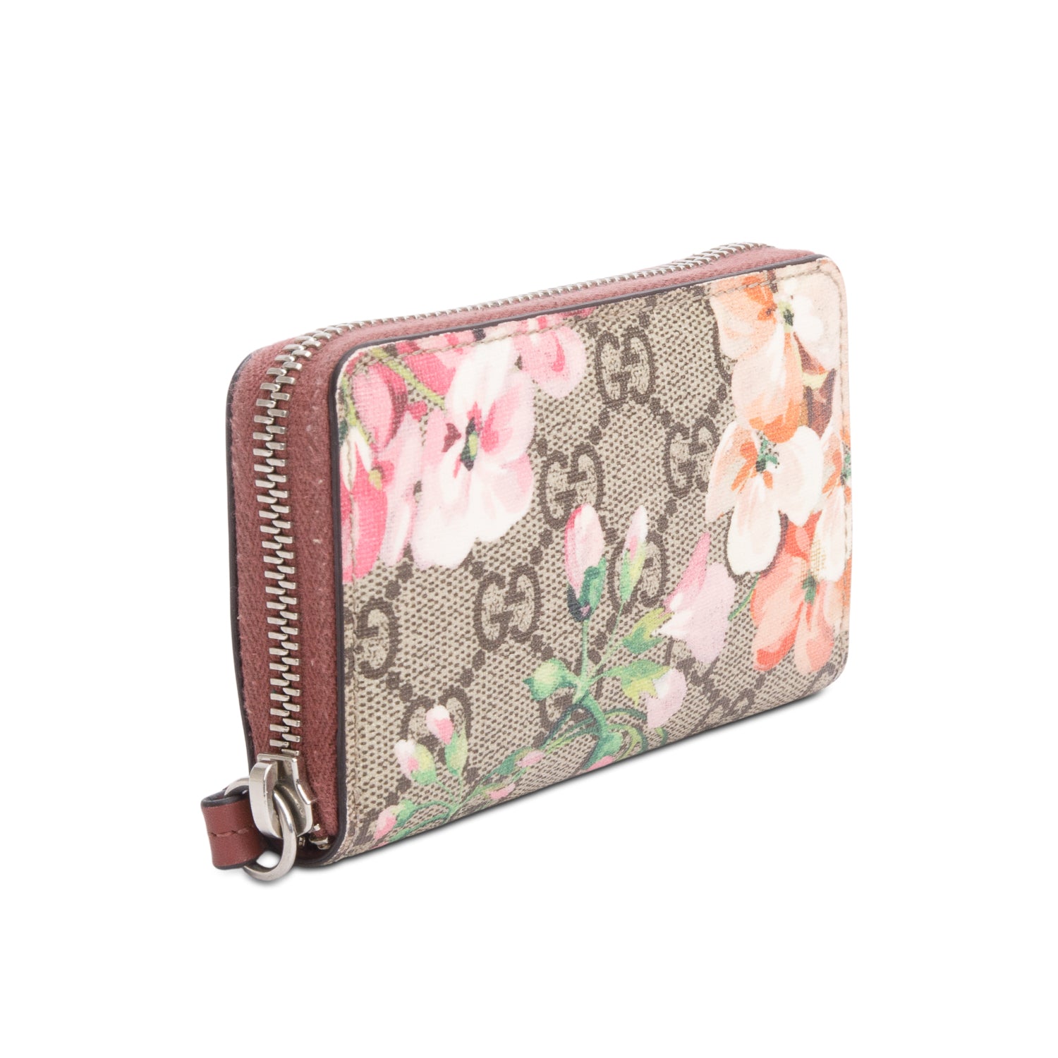 Gucci GG Supreme Blooms Zip Around Card Case Wallet