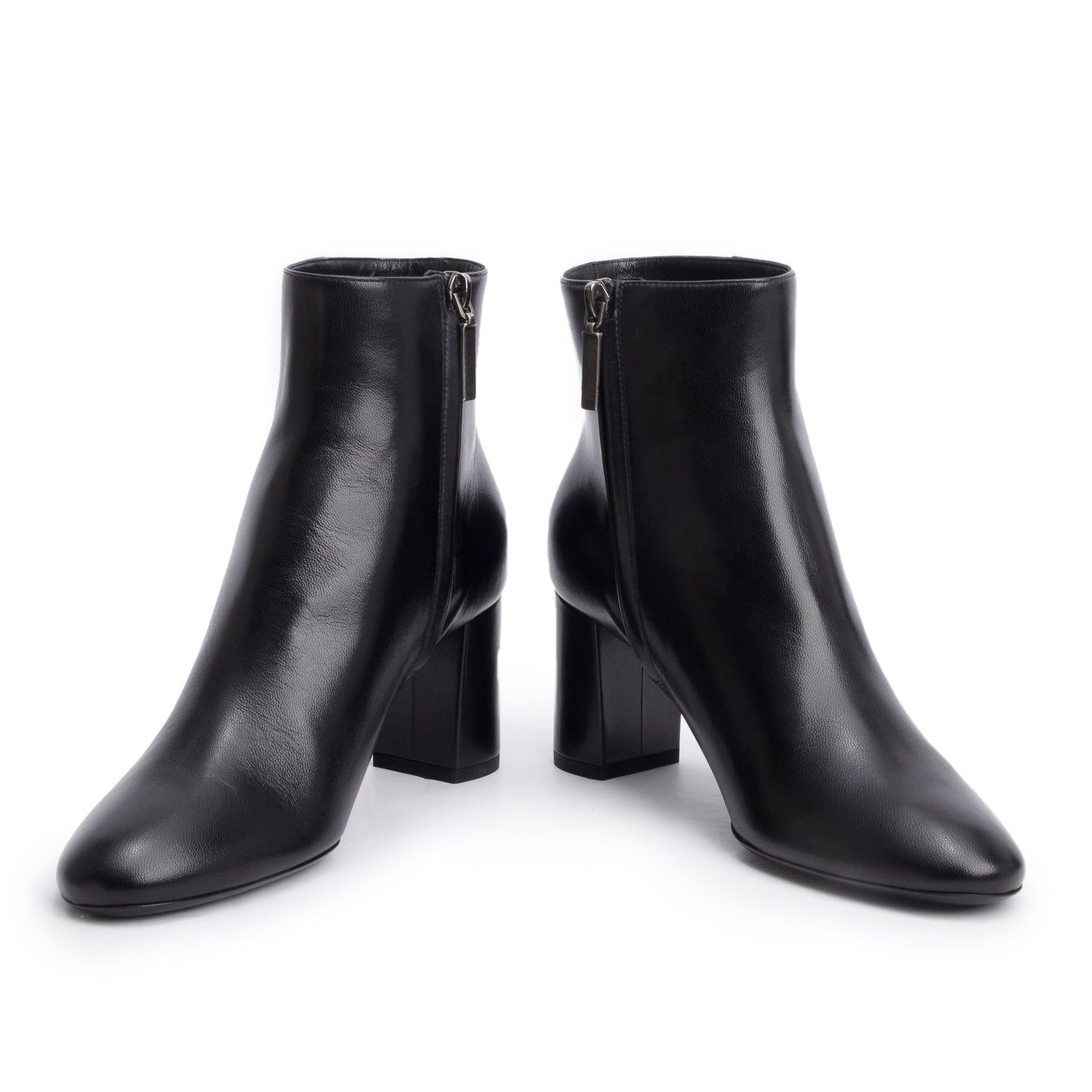 Saint Laurent Black Leather Lou Ankle Boots, Size 37 w/ Box