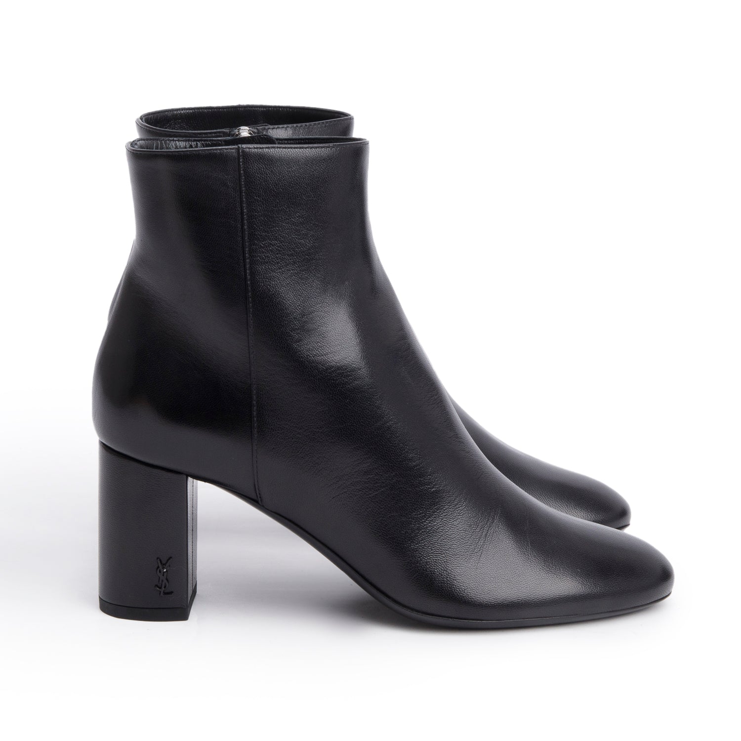 Saint Laurent Black Leather Lou Ankle Boots, Size 37 w/ Box