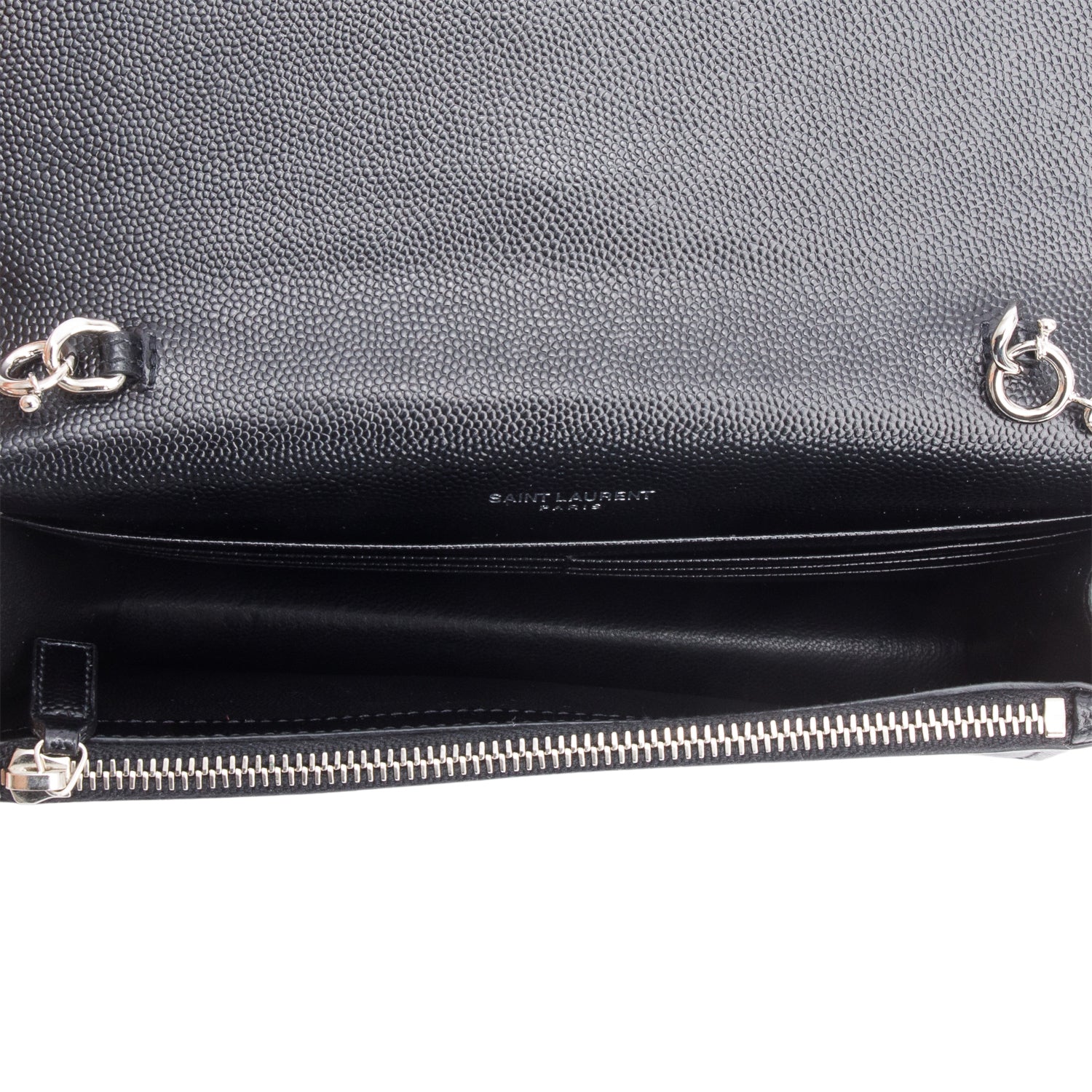 Saint Laurent Black Leather Kate Tassel Wallet on Chain