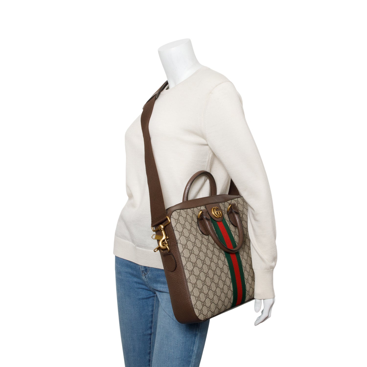 Gucci GG Supreme Web Ophidia Briefcase w/ Strap