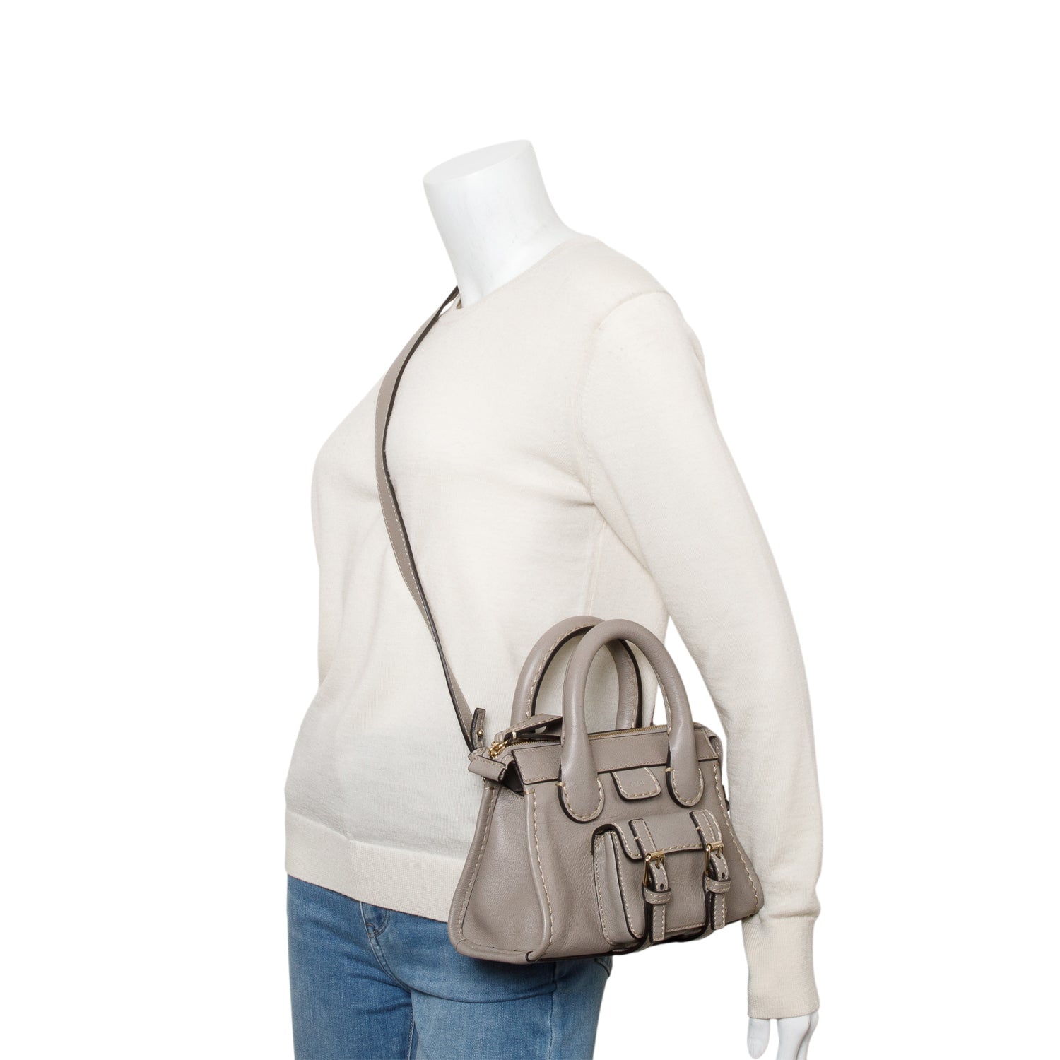 Chloe Grey Leather Mini Edith Bag w/ Authenticity Card