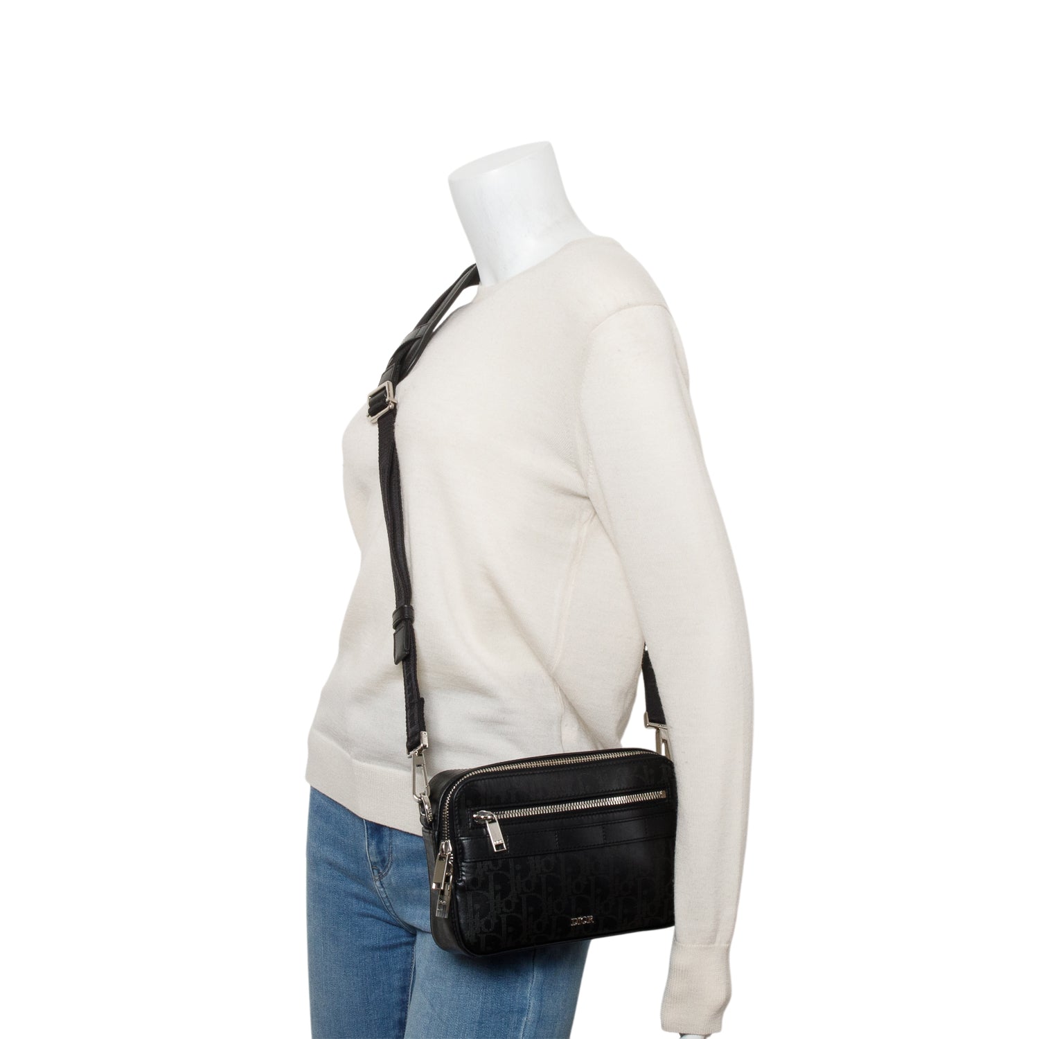 Christian Dior 2022 Black Oblique Galaxy Leather Safari Messenger Pouch w/ Strap