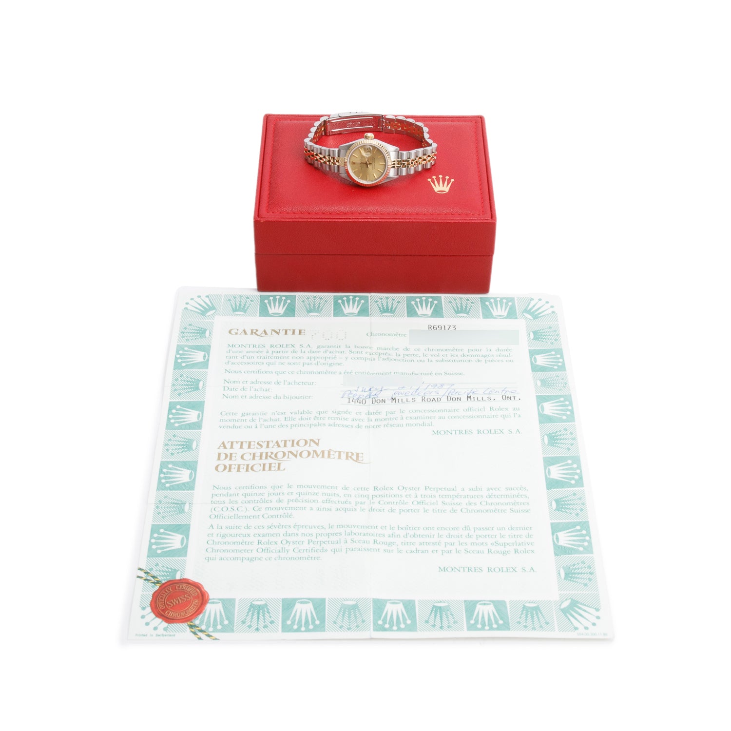 Rolex Stainless Steel & 18k Yellow Gold Date 26 MM Watch Gold Dial R69173 w/ Box & Papers