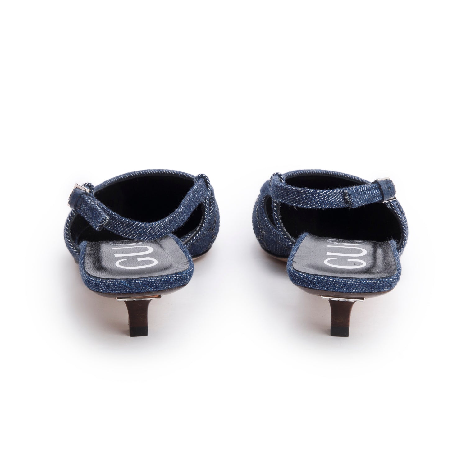 Gucci Blue Denim GG Crystal Slingback Pump, Size 38 w/ Box