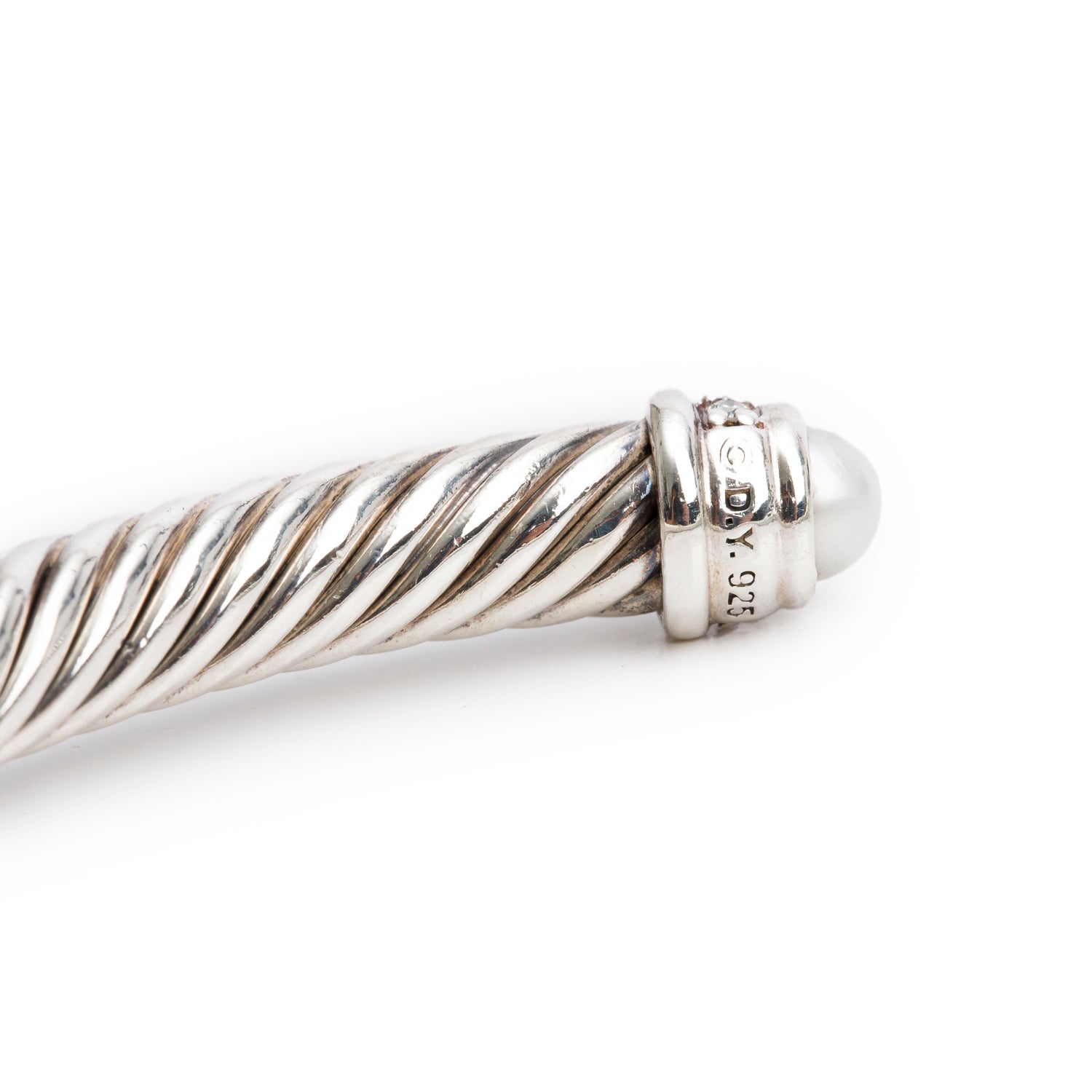 David Yurman Sterling Silver Pearl & Diamond 5 MM Cable Classics Bracelet