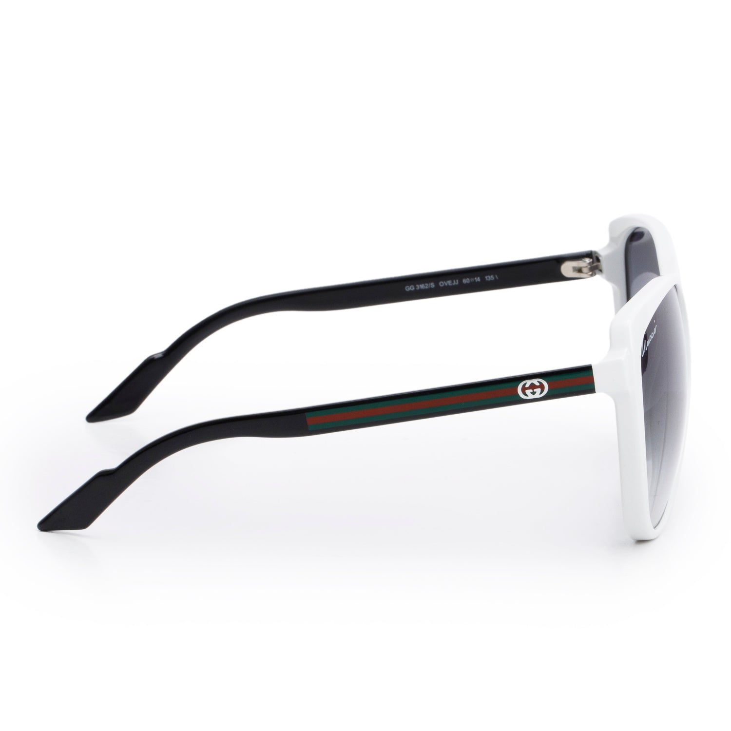 Gucci GG3162/S White/Black Acetate Web Interlocking G Logo Cat-Eye Sunglasses w/ Case