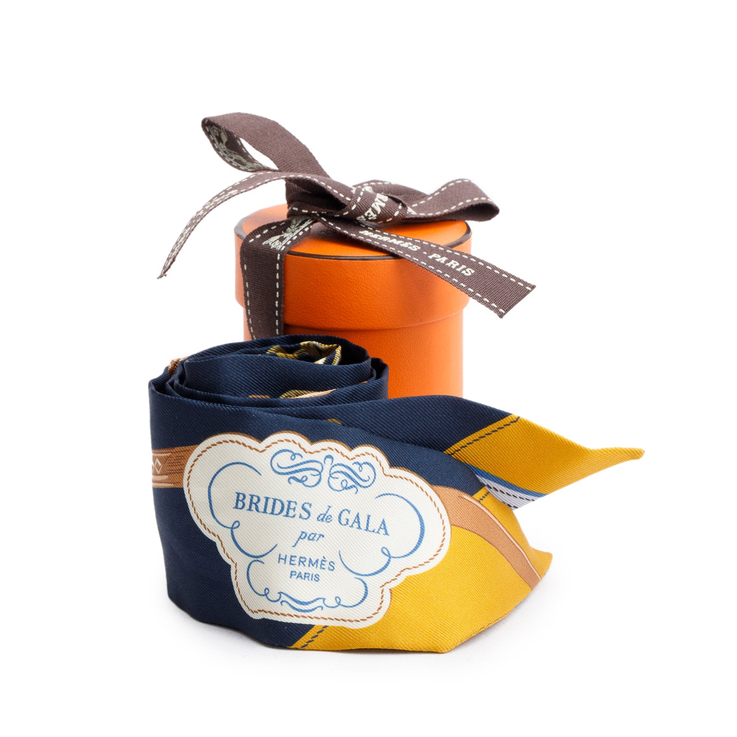 Hermes Navy Multicolor 'Brides de Gala Par' Silk Twilly w/ Box