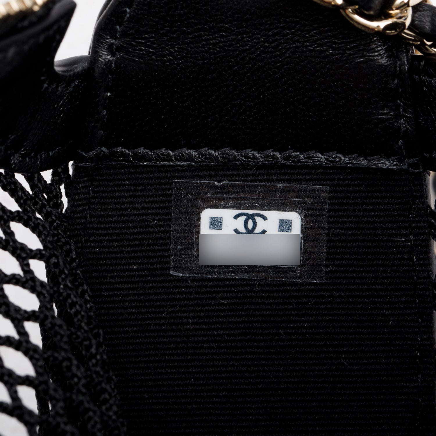 Chanel 2025 Black Mesh Shiny Lambskin Clutch Chain Bag w/ Pouch & Box