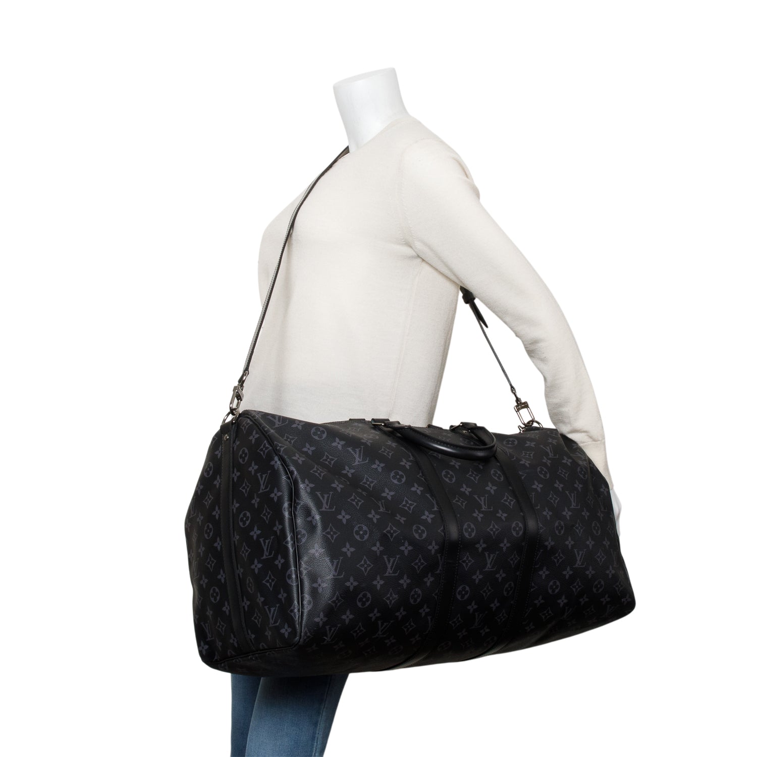 Louis Vuitton Monogram Eclipse Keepall Bandouliere 55 w/ Strap