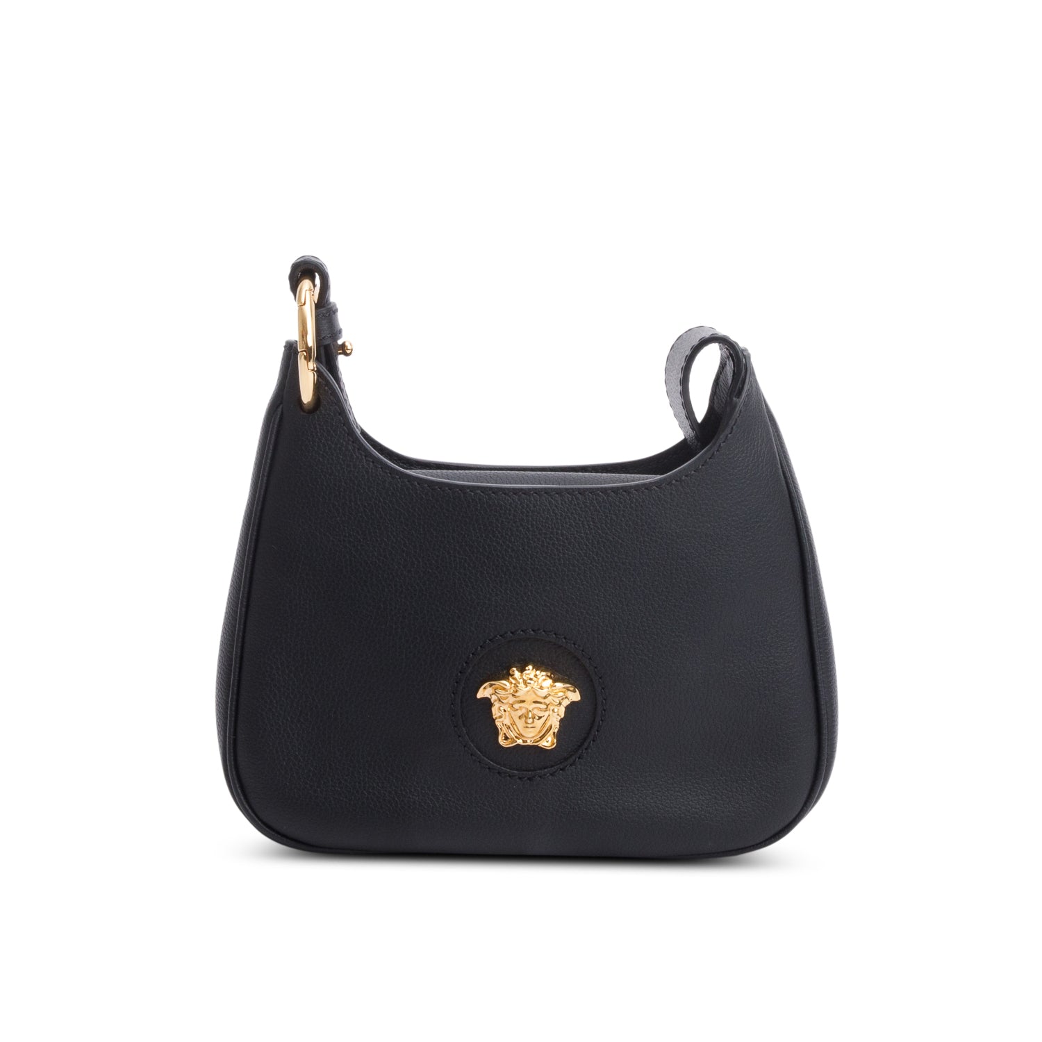Versace Black Leather La Medusa Mini Hobo Crossbody Bag