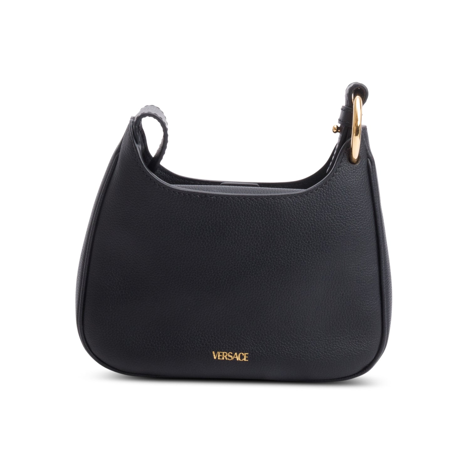 Versace Black Leather La Medusa Mini Hobo Crossbody Bag