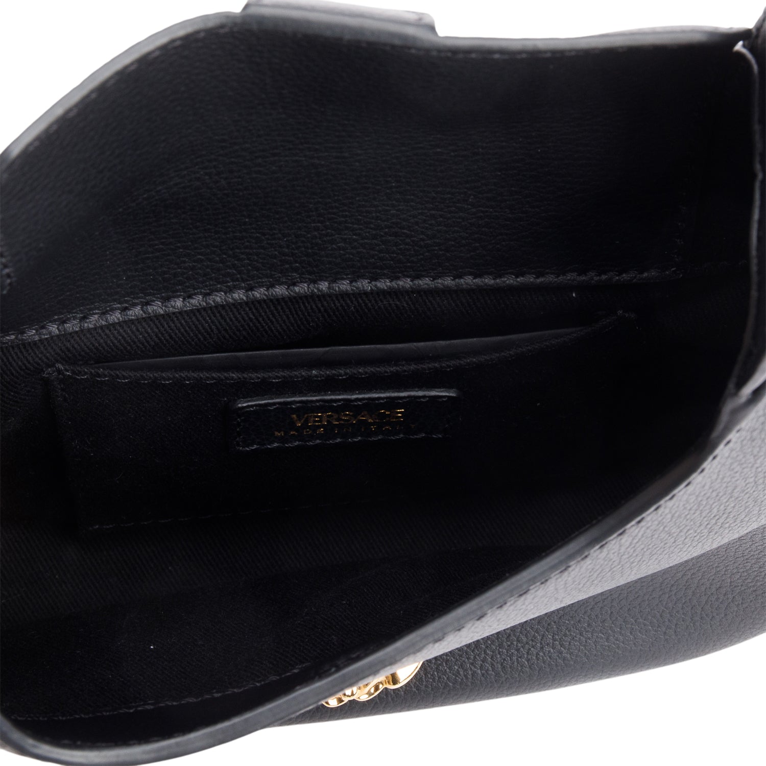 Versace Black Leather La Medusa Mini Hobo Crossbody Bag