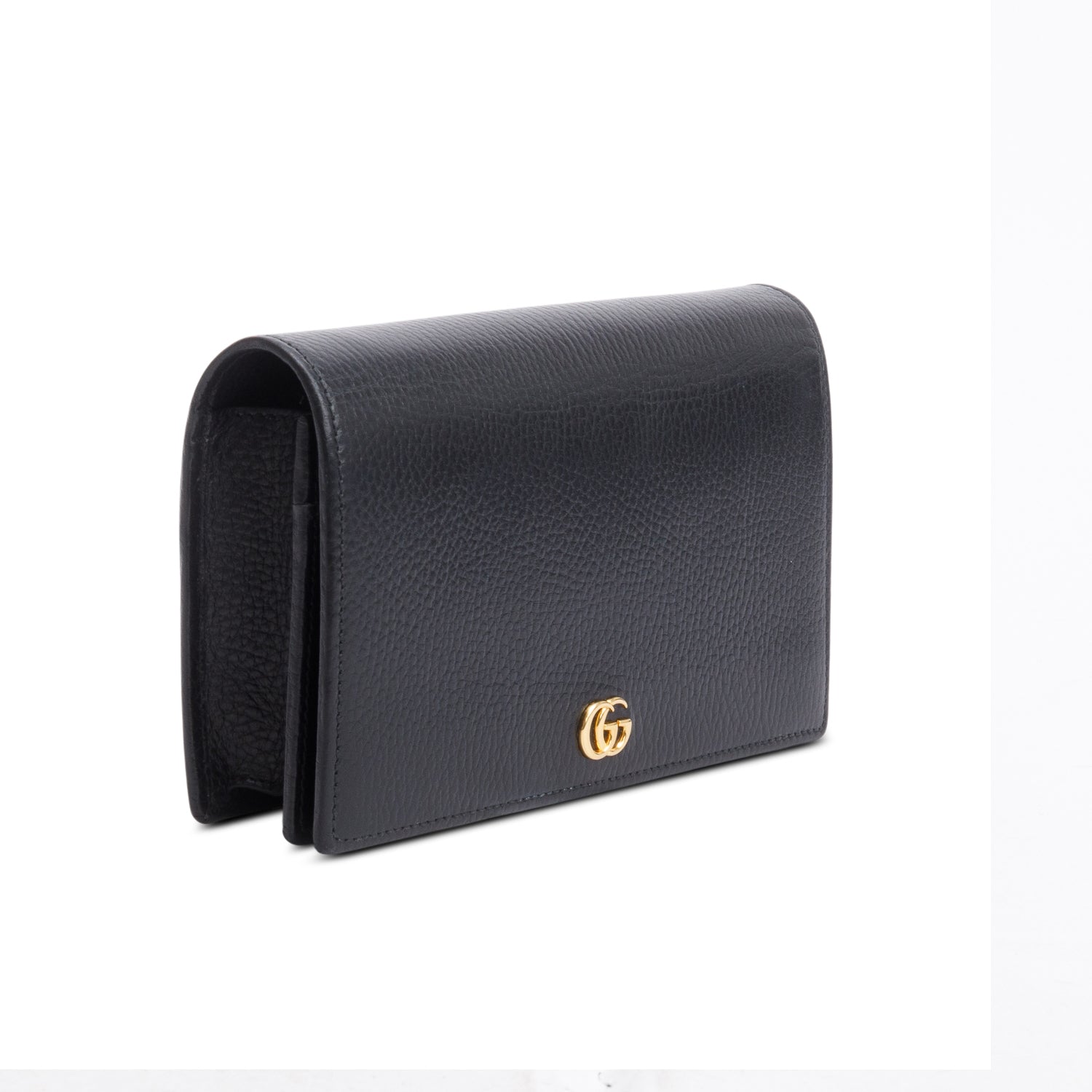 Gucci Black Calfskin Mini GG Marmont Wallet On Chain