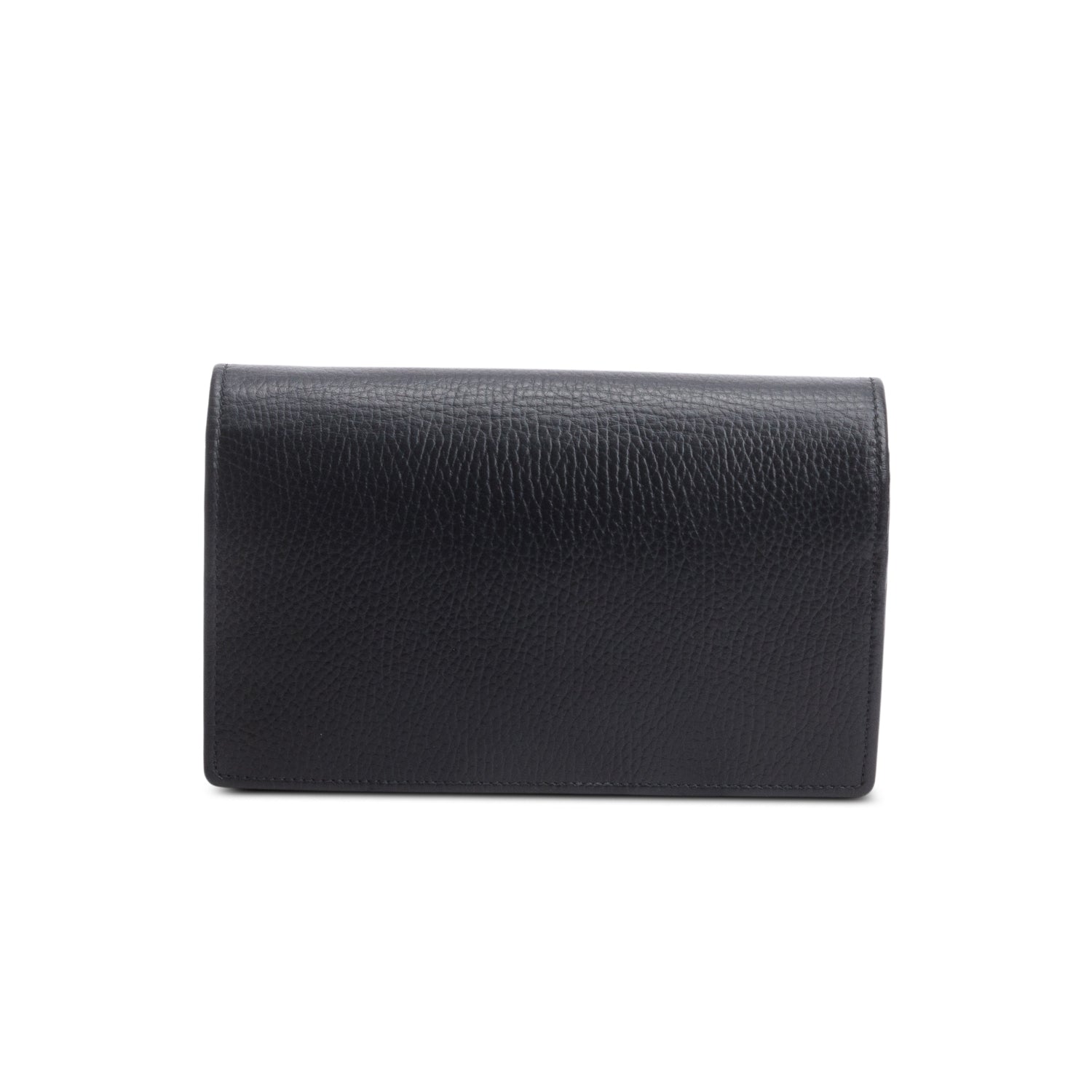 Gucci Black Calfskin Mini GG Marmont Wallet On Chain