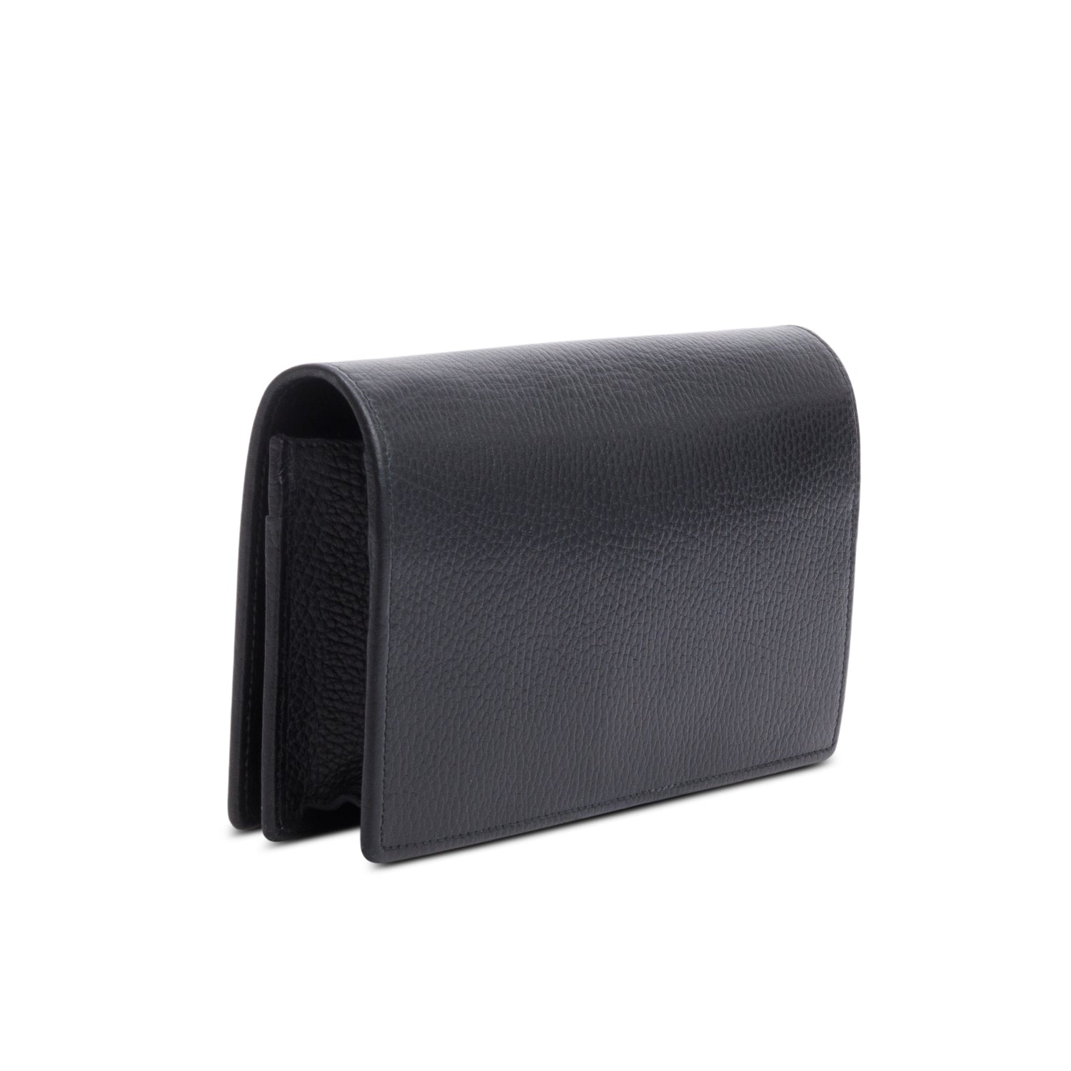 Gucci Black Calfskin Mini GG Marmont Wallet On Chain