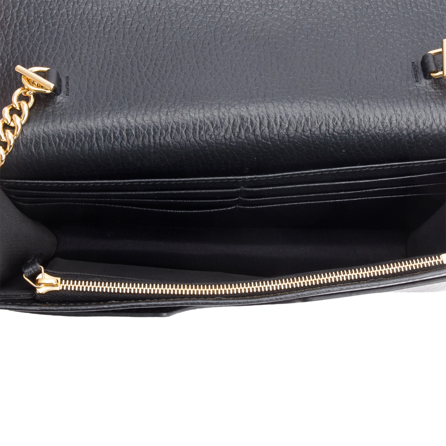 Gucci Black Calfskin Mini GG Marmont Wallet On Chain