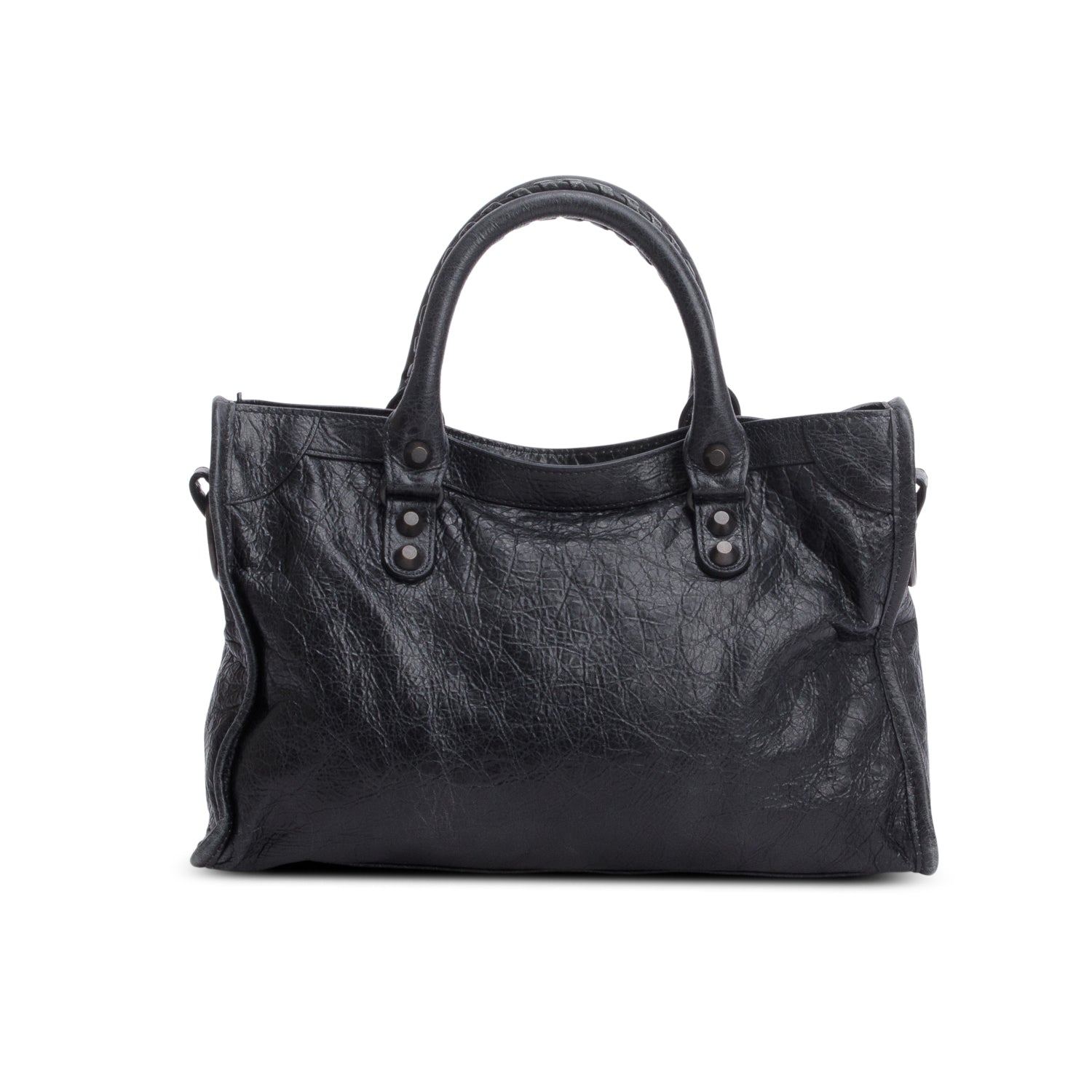 Balenciaga 2024 Black Arena Leather Small Le City Bag w/ Strap & Receipt