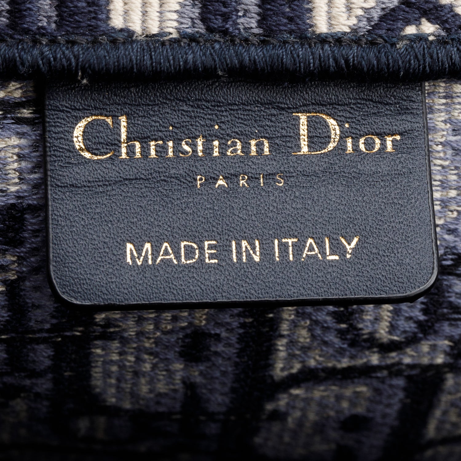 Christian Dior Ecru and Blue Dior Oblique Embroidery Large Book Tote