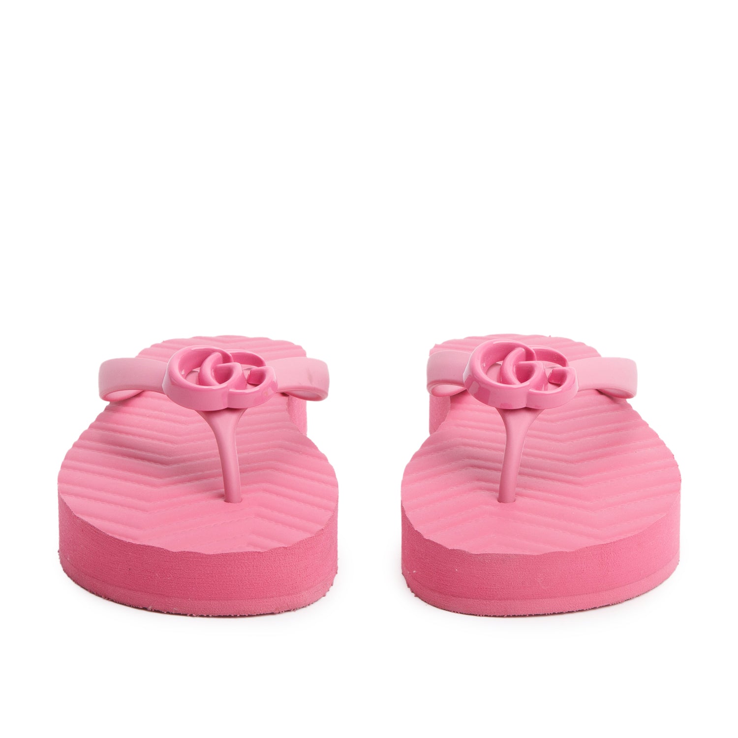 Gucci Pink Rubber Chevron GG Thong Sandals, Size 40 w/ Box