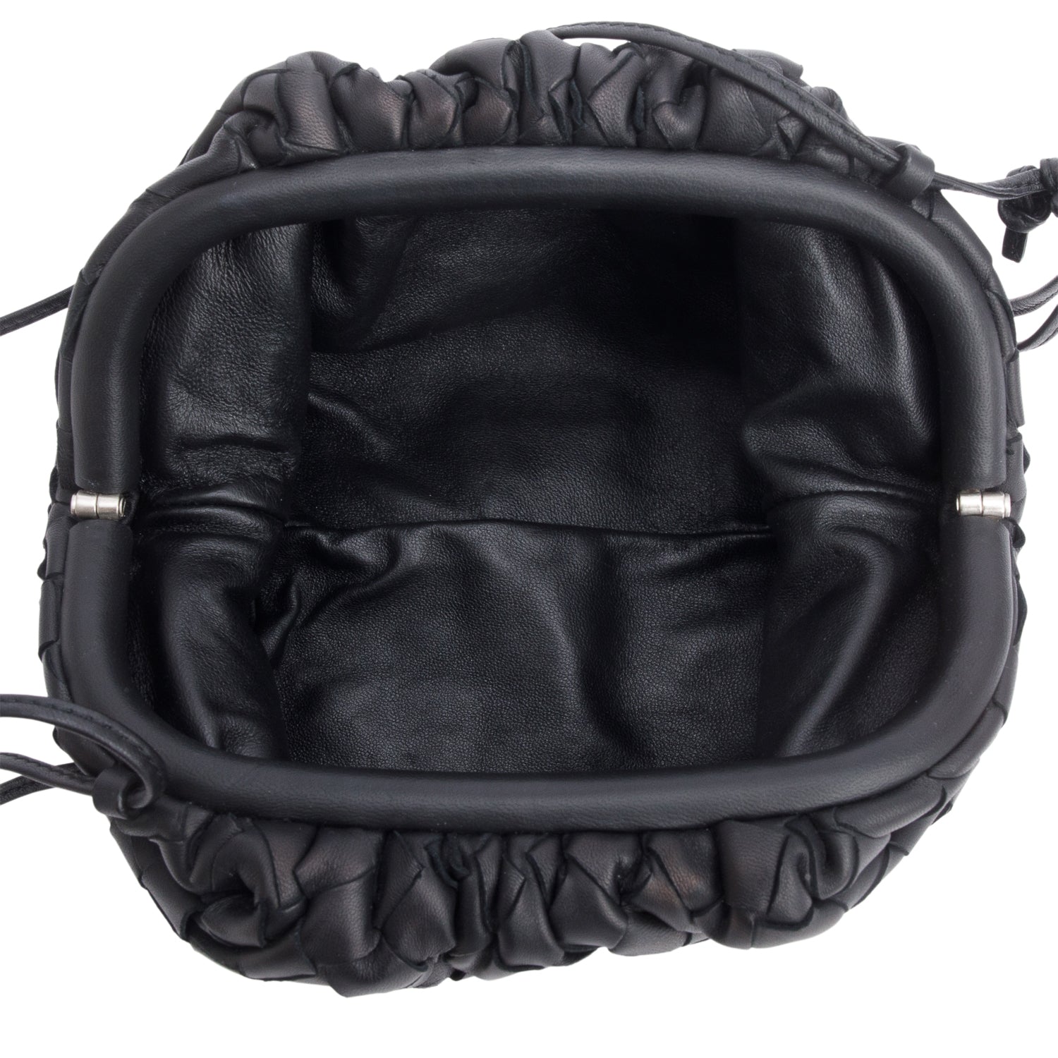 Bottega Veneta Blsck Calfskin Intrecciato Leather The Mini Pouch