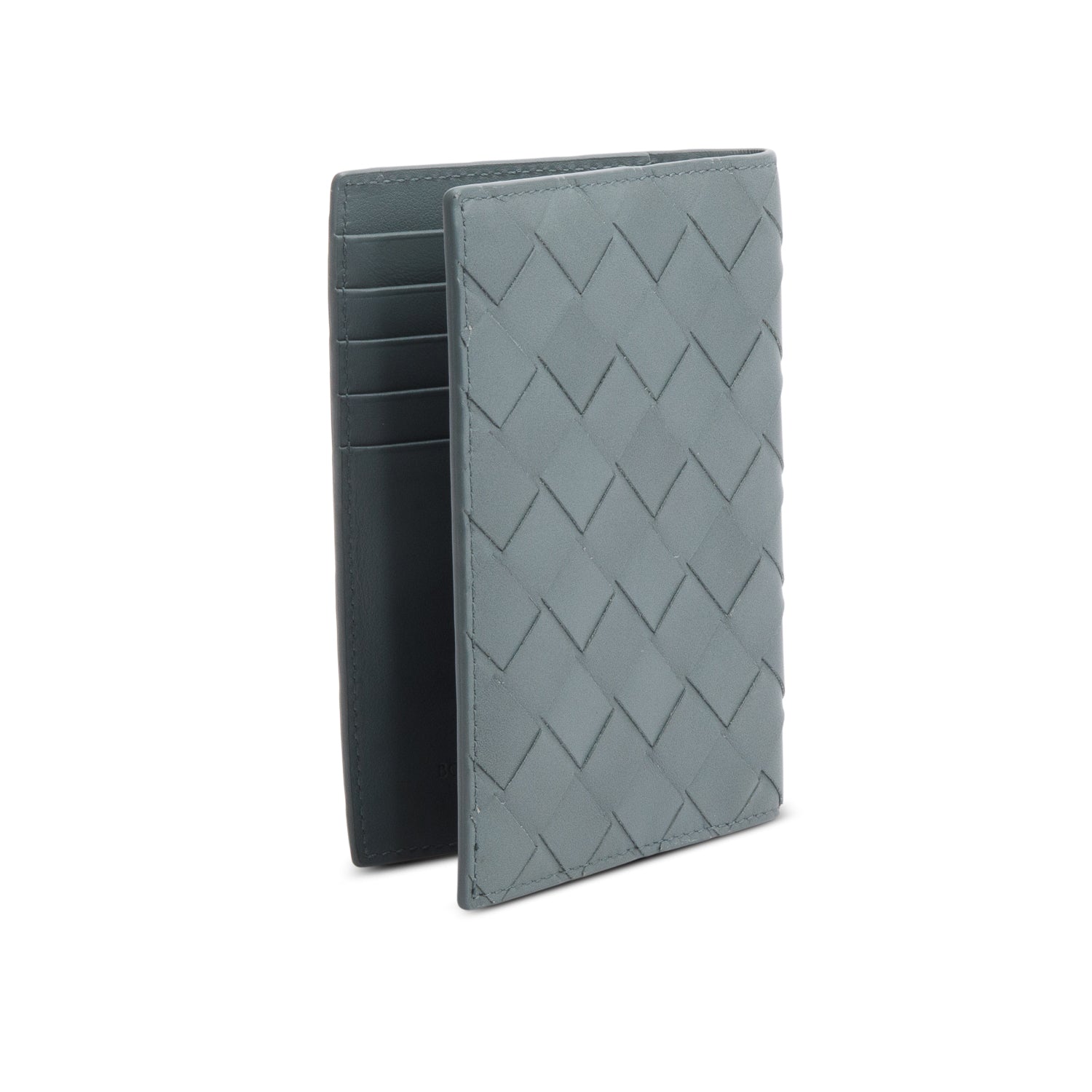 Bottega Veneta Grey Intrecciato Leather Passport Case