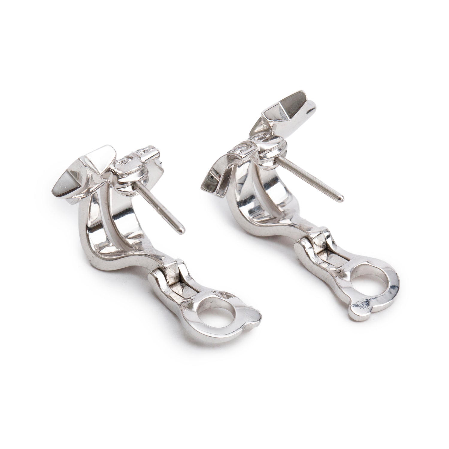 Chanel 18k White Gold Diamond Etoile Filante Earrings w/ Box