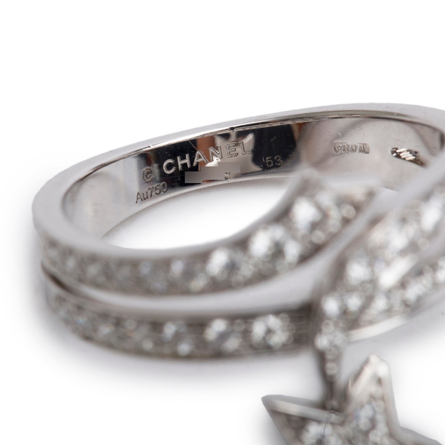 Chanel 18k White Gold Diamond Etoile Filante Ring, Size 53 6.5 w/ Box