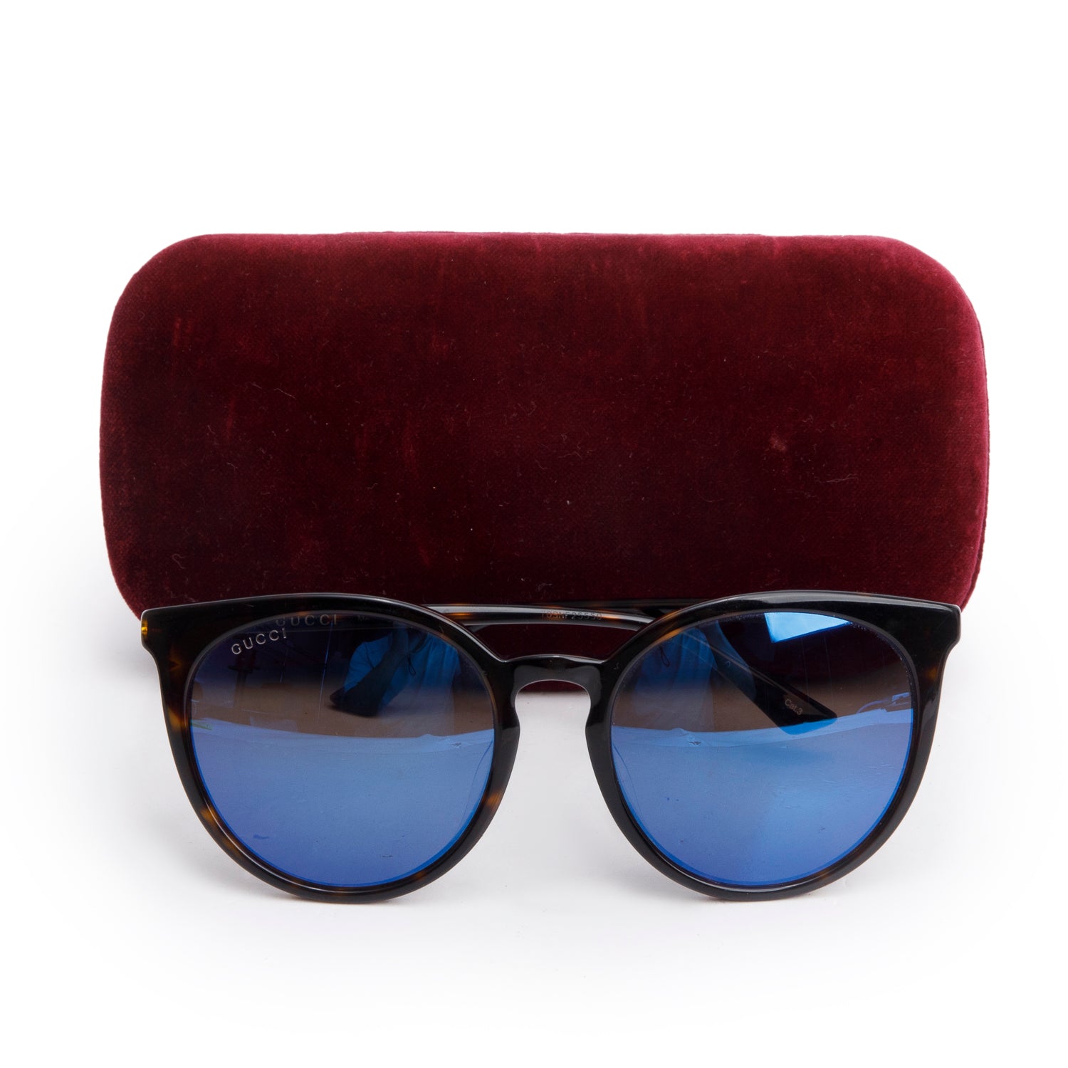 Gucci GG0064SK Brown Havana Acetate Round Sunglasses w/ Case