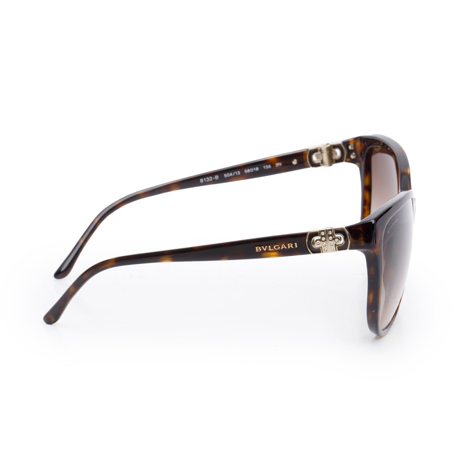 BVLGARI Havana Acetate 8132-B Crystal Cat-Eye Sunglasses w/ Box & Case