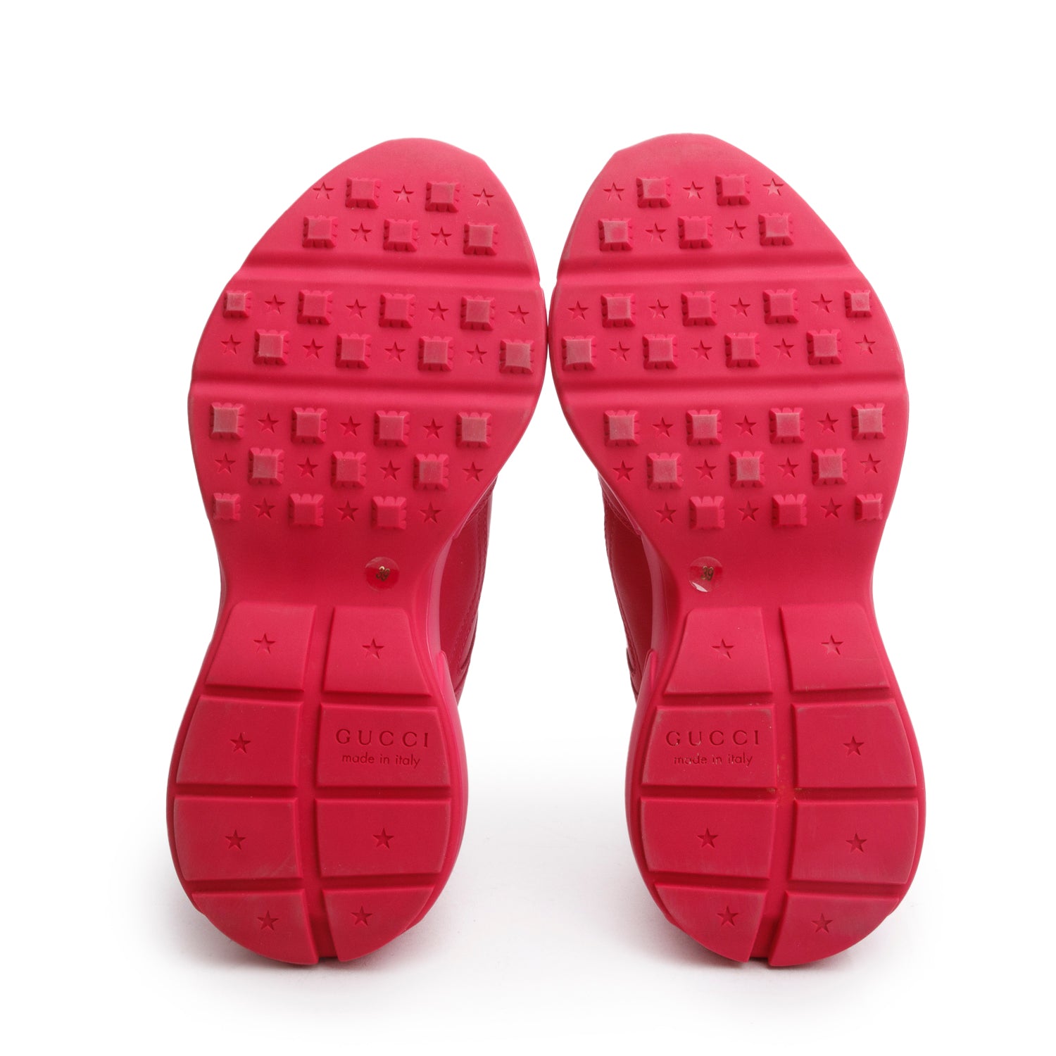 Gucci Pink Leather Women's Rhyton Gucci Logo Sneakers, Size 39 w/ Box