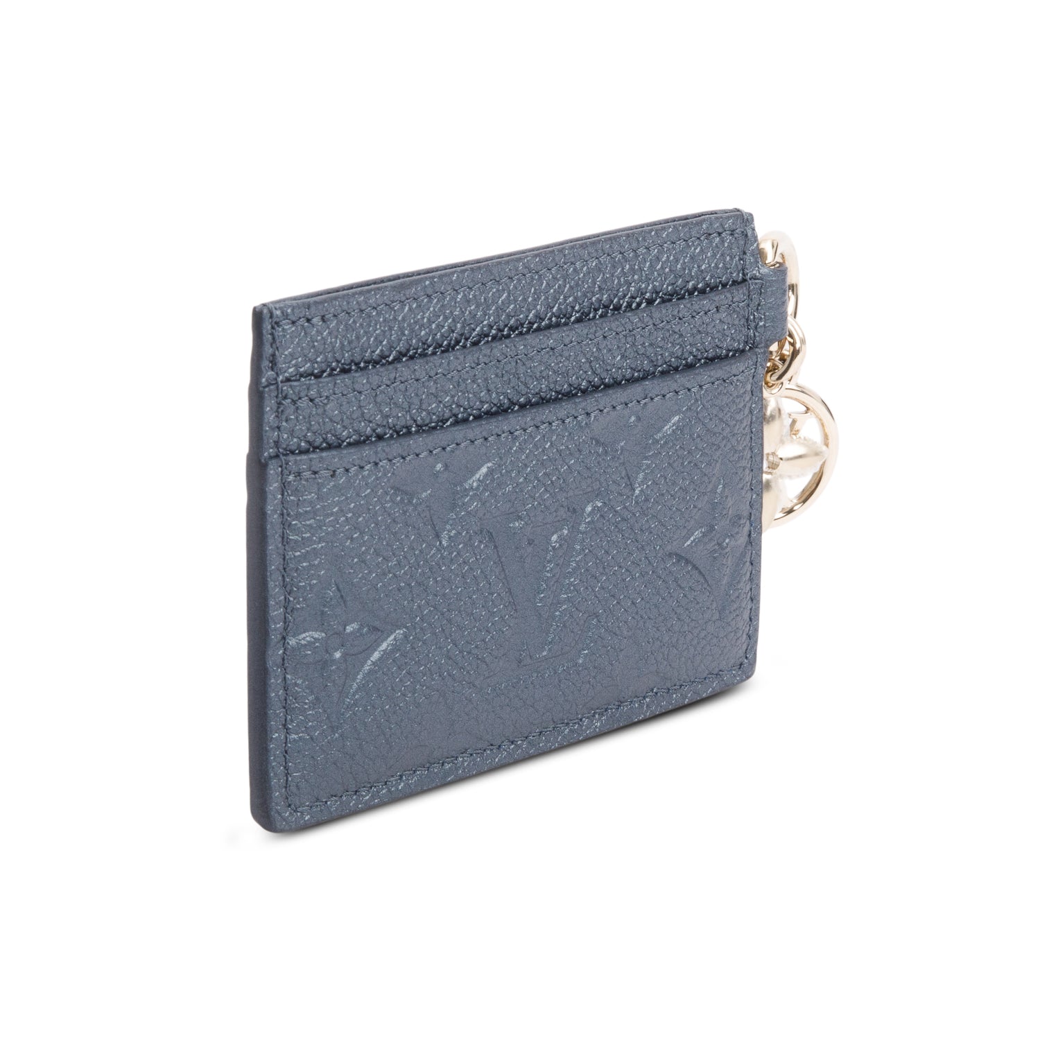 Louis Vuitton Metallic Grey Monogram Empreinte Leather LV Charms Card Holder w/ Box