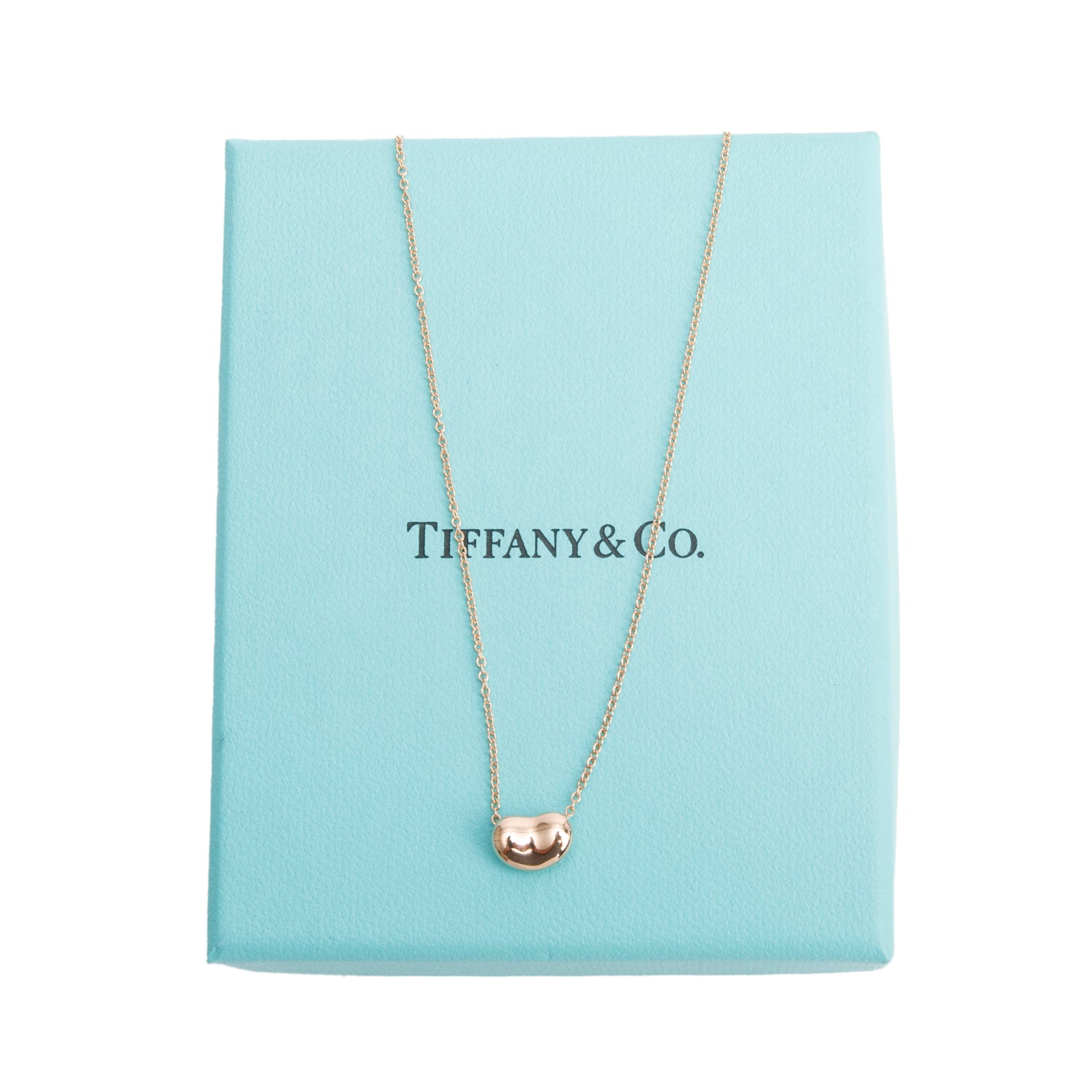 Tiffany & Co. Elsa Peretti 18k Rose Gold 9 MM Bean Pendant Necklace w/ Box