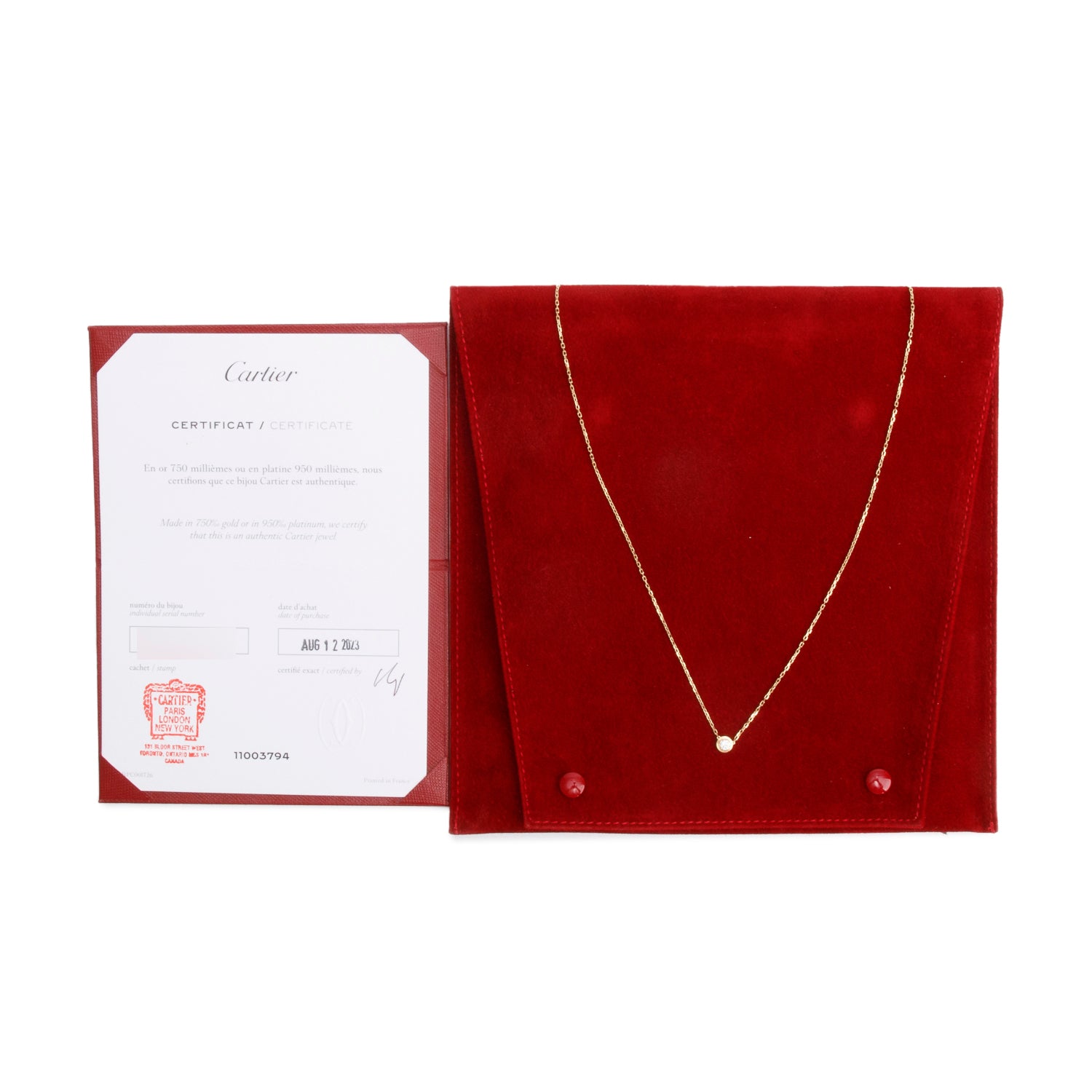 Cartier 2023 18k Yellow Gold Diamond D'Amour Pendant Necklace, Large Model w/ Receipt & Certificate