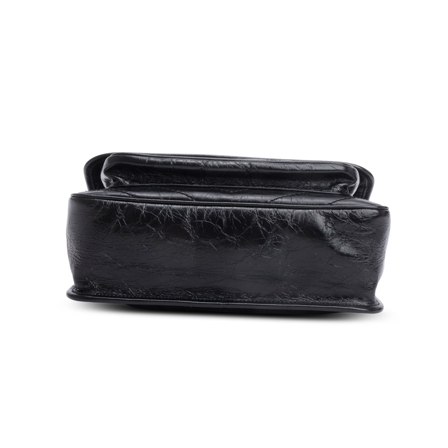 Saint Laurent 2023 Black Crinkled Calfskin Leather Medium Niki Shoulder Bag