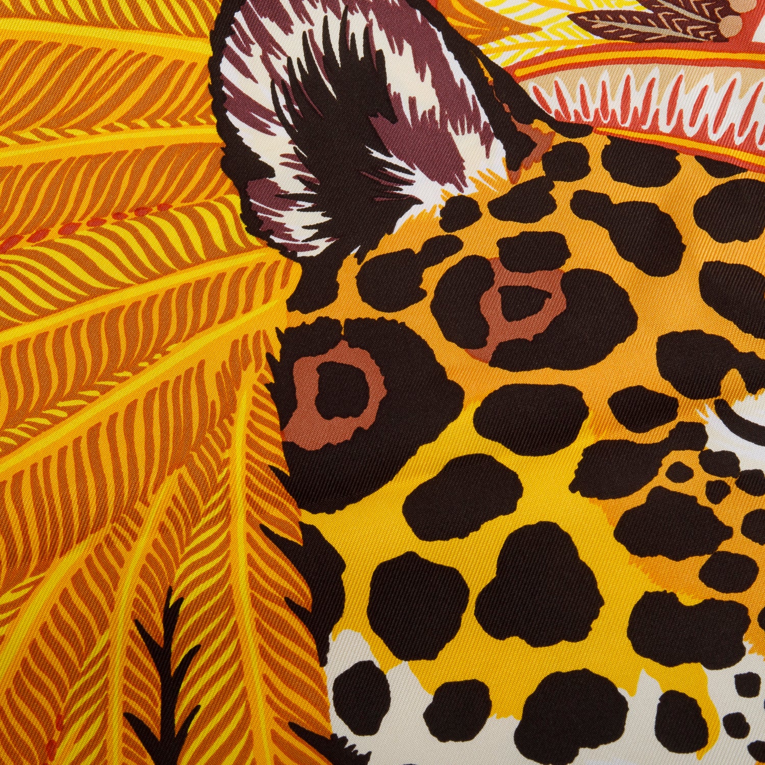 Hermes Brown/Multicolor 'Jaguar Quetzal' Silk Scarf 90 w/ Box