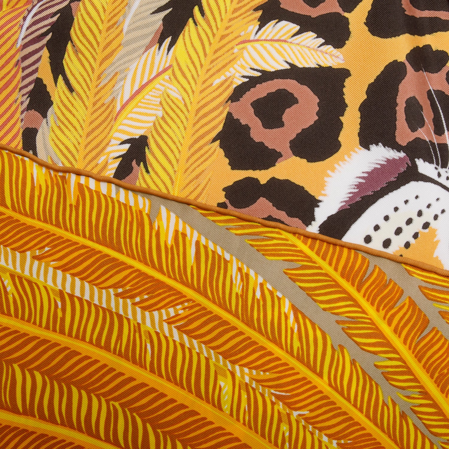 Hermes Brown/Multicolor 'Jaguar Quetzal' Silk Scarf 90 w/ Box