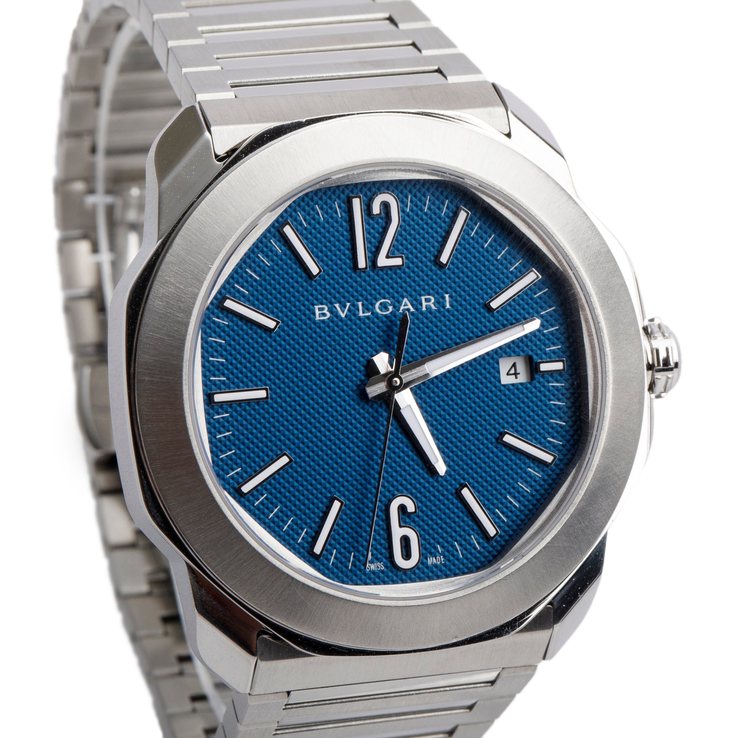 BVLGARI 2024 Stainless Steel Octo Roma 41 MM Automatic Watch Blue Dial w/ Box, Papers & Extra Strap
