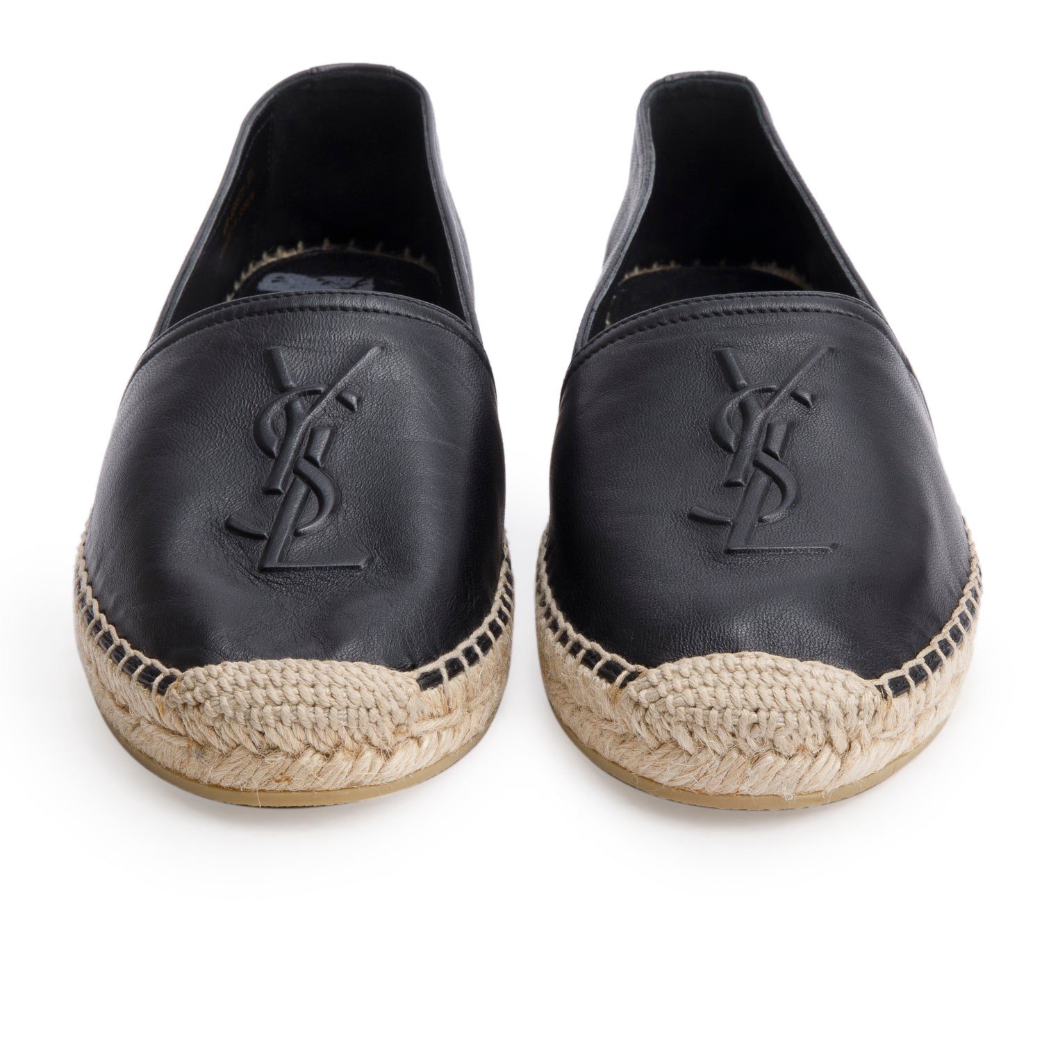 Saint Laurent Black Lambskin Leather Espadrilles, Size 38.5 w/ Box