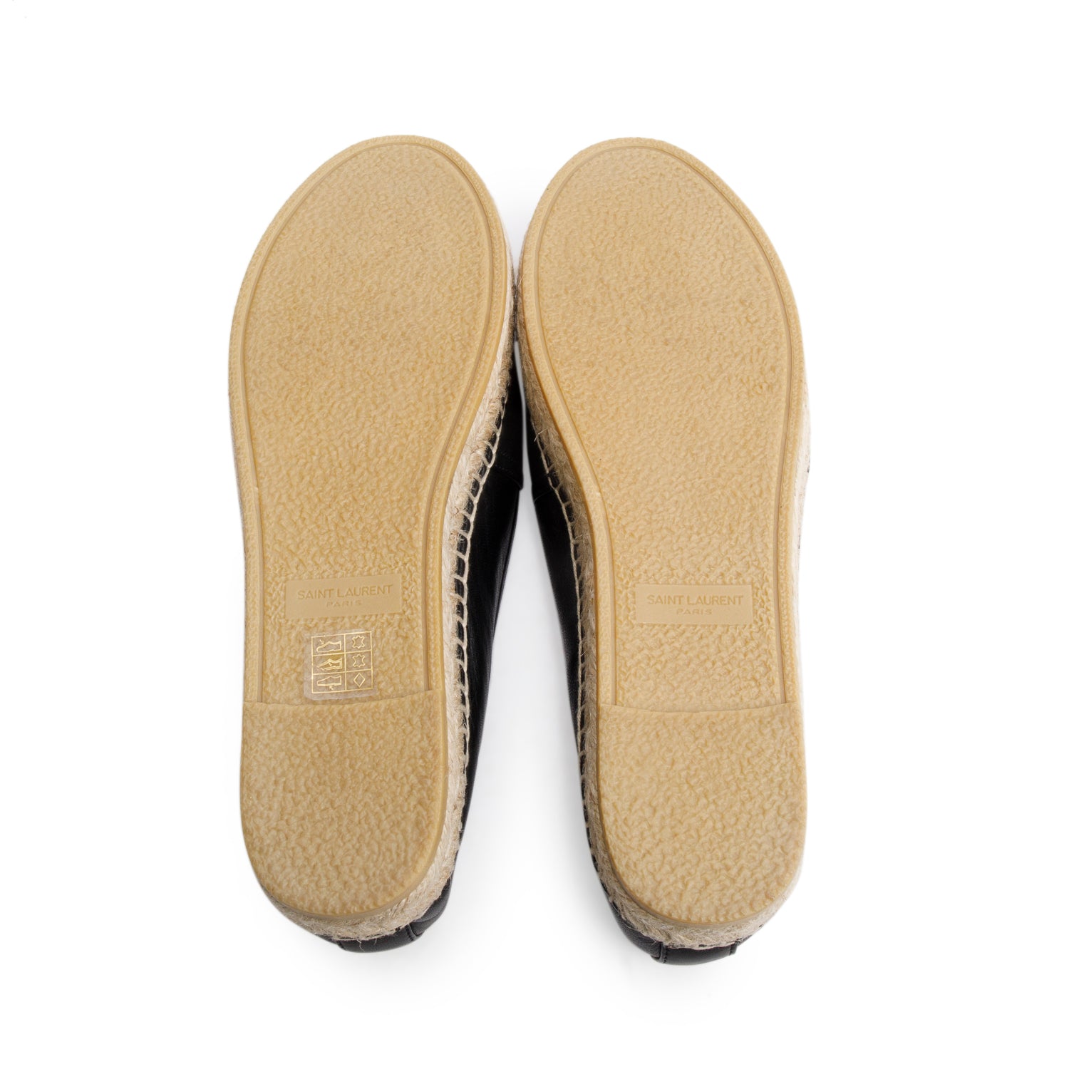 Saint Laurent Black Lambskin Leather Espadrilles, Size 38.5 w/ Box