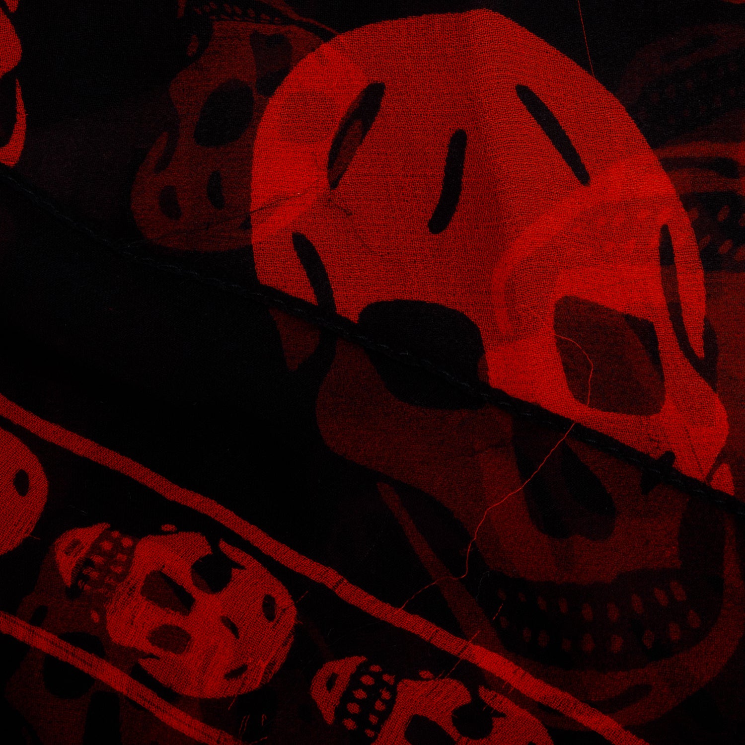 Alexander McQueen Black/Red Skull Printed Silk Scarf