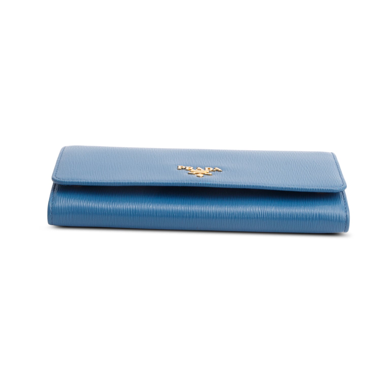 Prada Blue Vitello Move Leather Continental Wallet w/ Box & Authenticity Card
