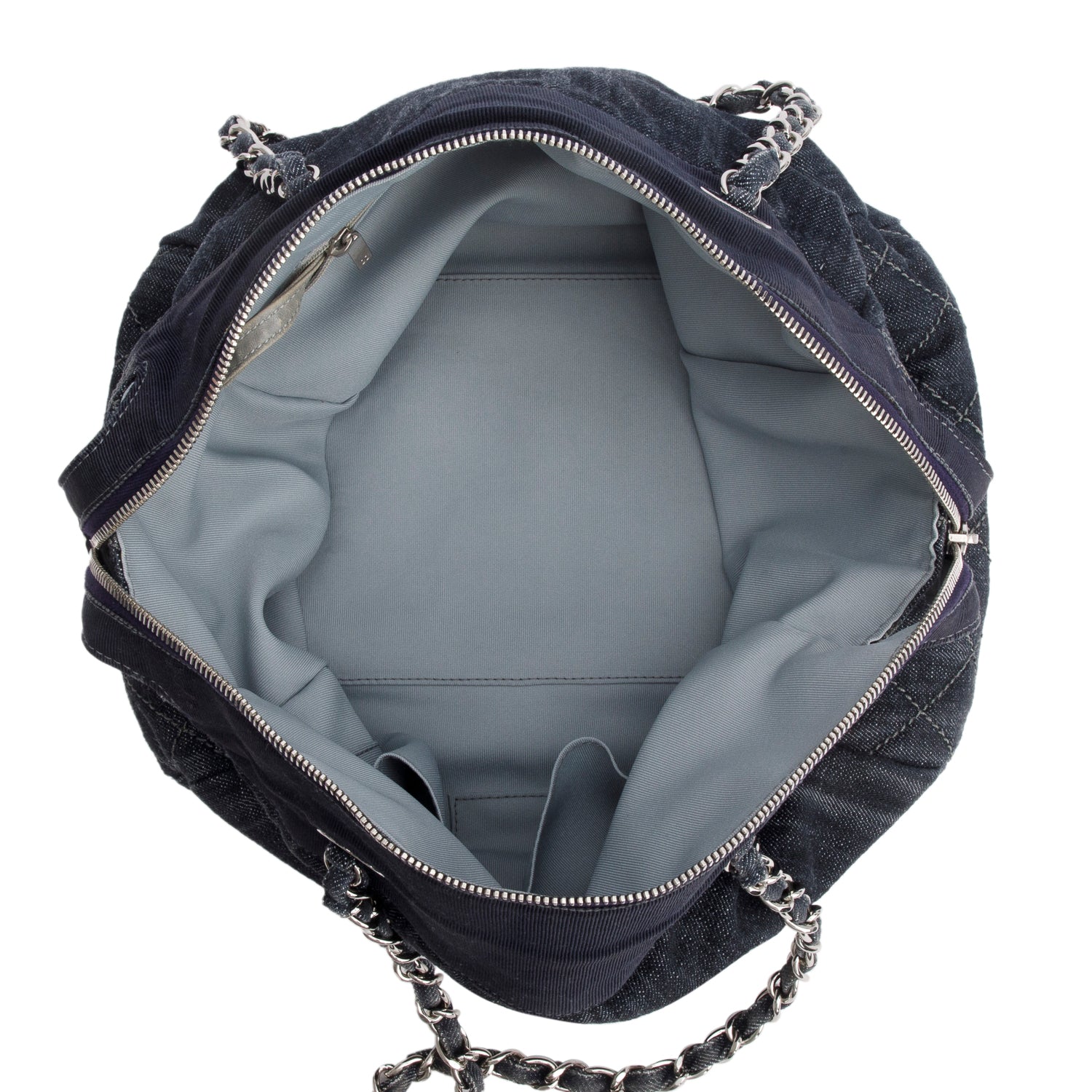 Chanel Blue Denim Grosgrain CC Tote Bag